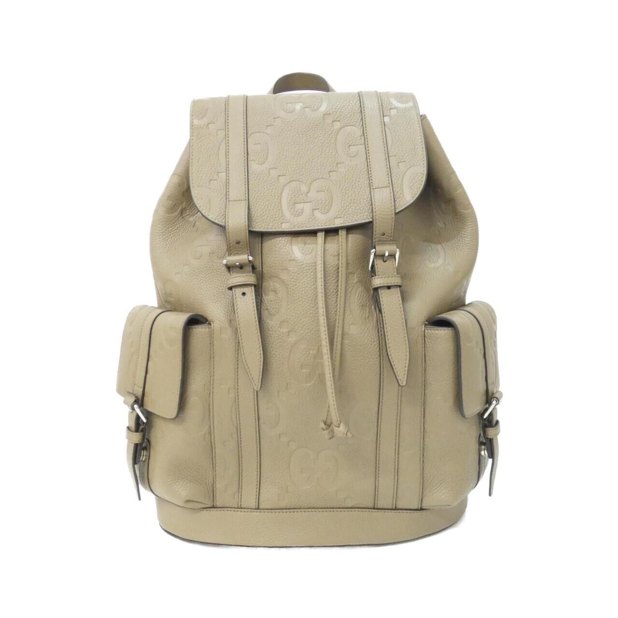 Gucci Beige Brown Brown Gg Leather Backpack (Pre-Owned)