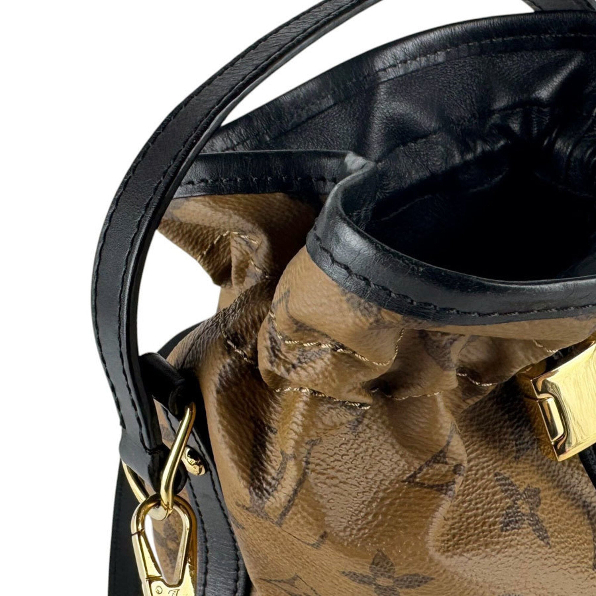 Louis Vuitton Black Brown Monogram Reverse Monogram Reverse Shoulder Bag (Pre-Owned)
