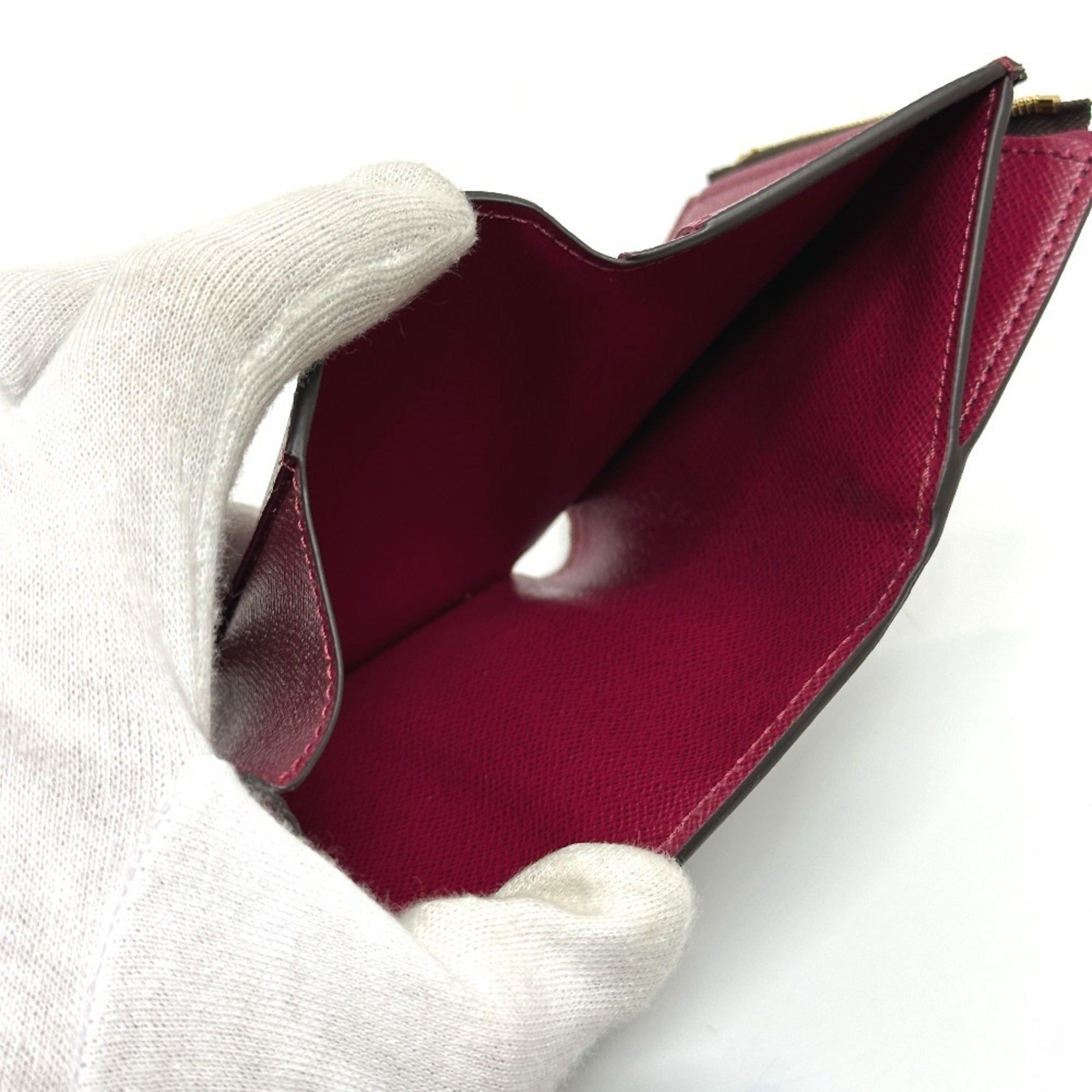Louis Vuitton Monogram Brown Fuchsia Monogram Wallet (Tri-Fold) (Pre-Owned)