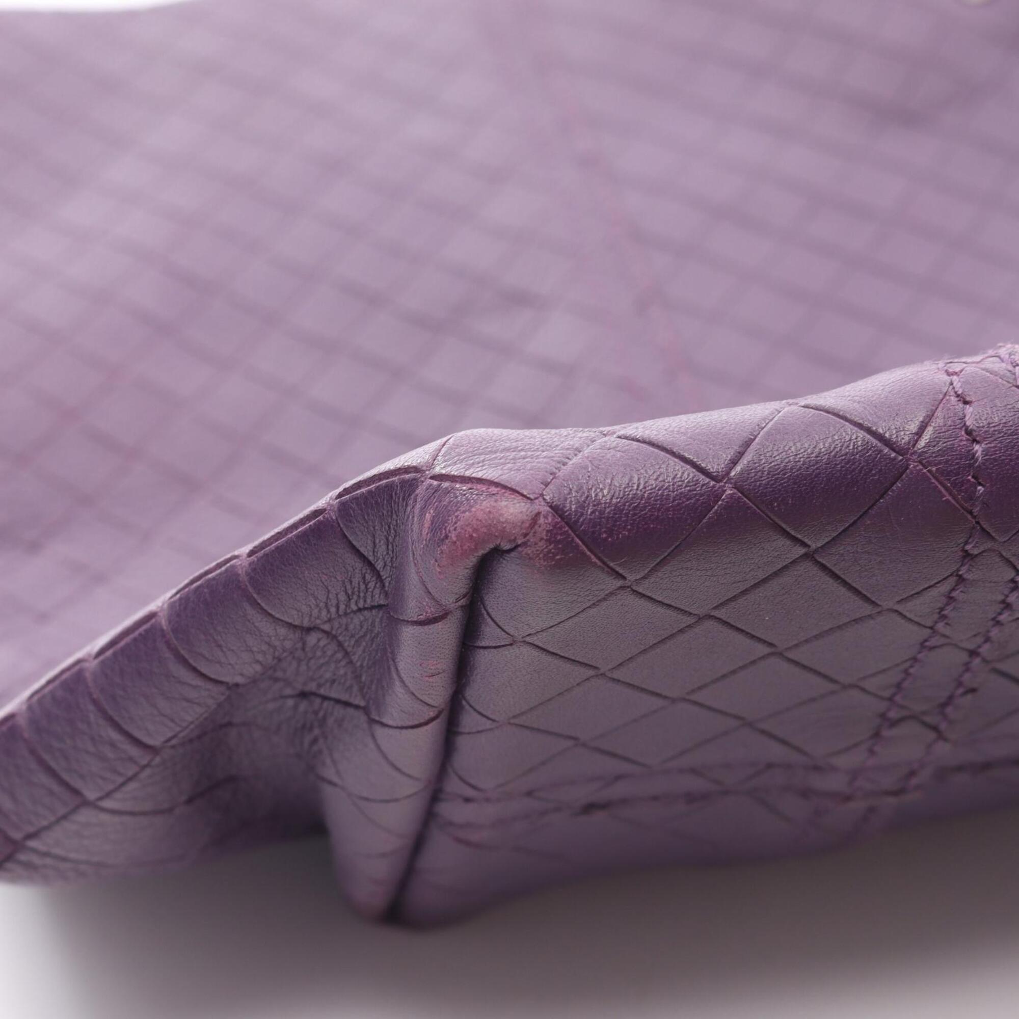 Bottega Veneta Purple Leather Handbag Tote Bag (Pre-Owned)