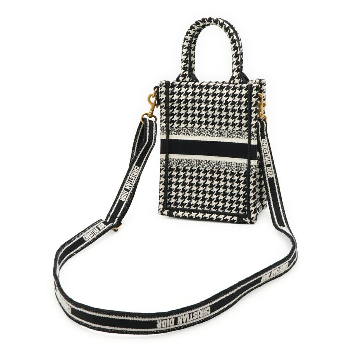 Christian Dior Black White Canvas Shoulder Bag (Pre-Owned)