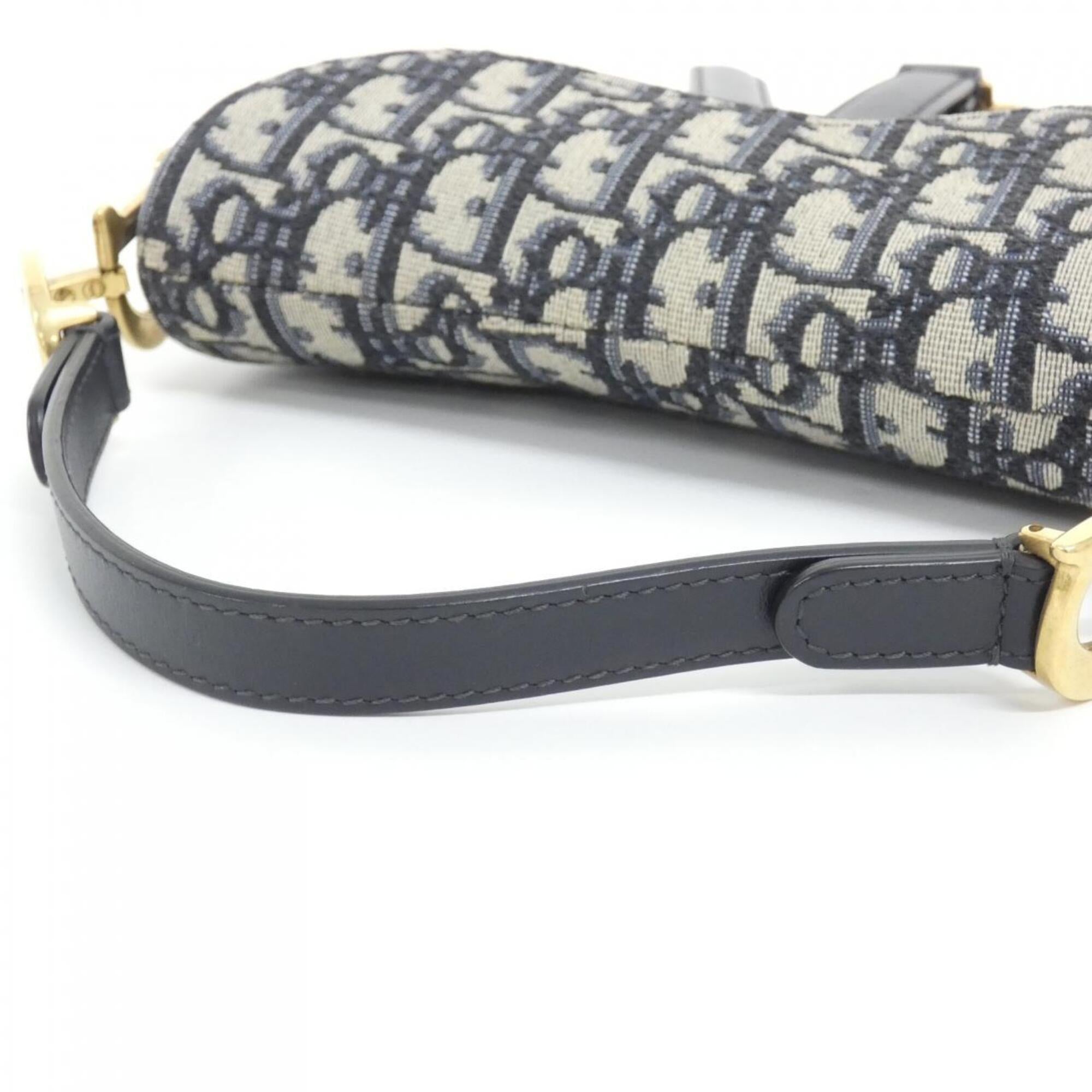 Christian Dior Blue Canvas Handbag Saddle Bag (Pre-Owned)