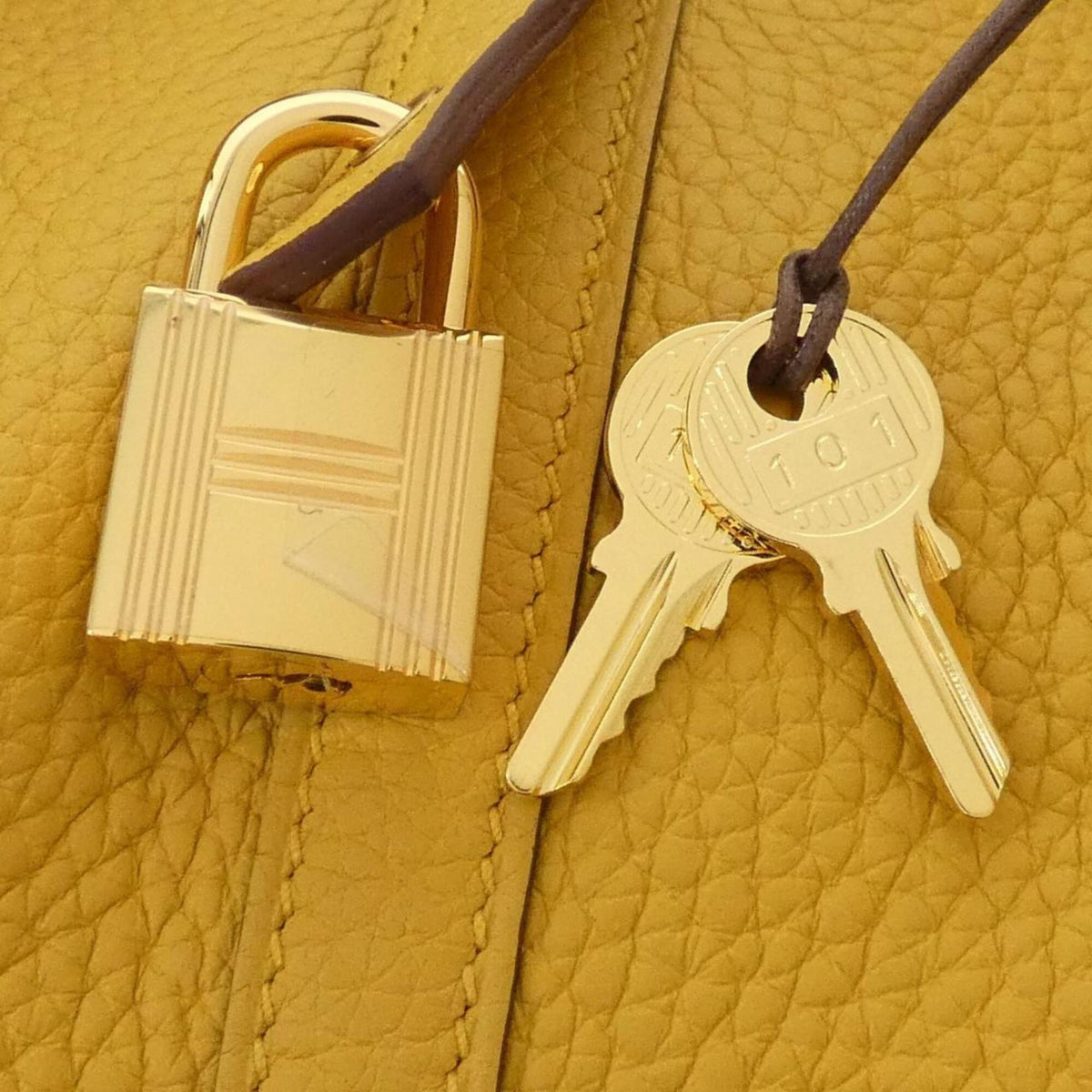 Hermes Yellow Taurillon Clemence Leather Handbag (Pre-Owned)