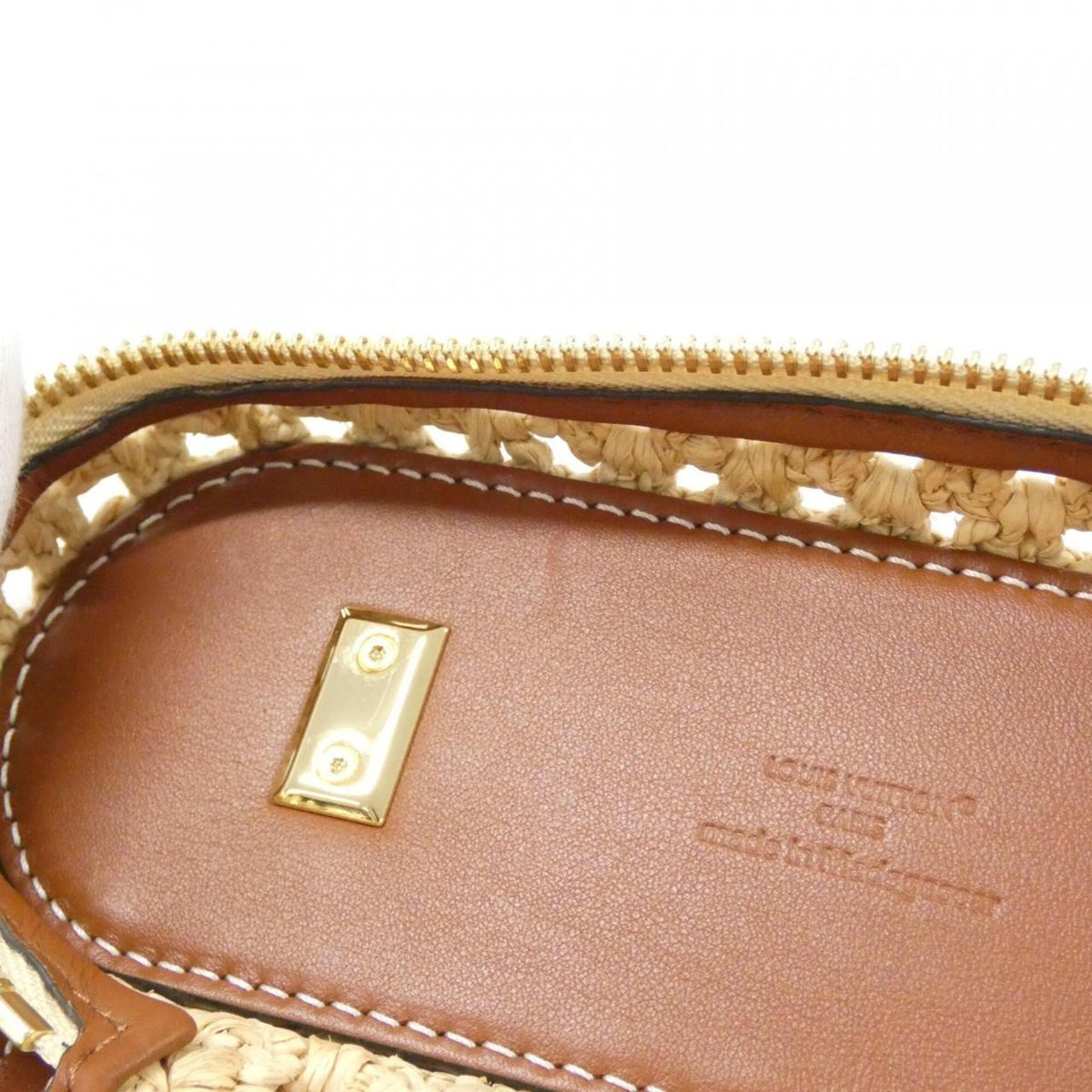 Louis Vuitton Beige Raffia Leather Handbag Pouch Shoulder Bag (Pre-Owned)