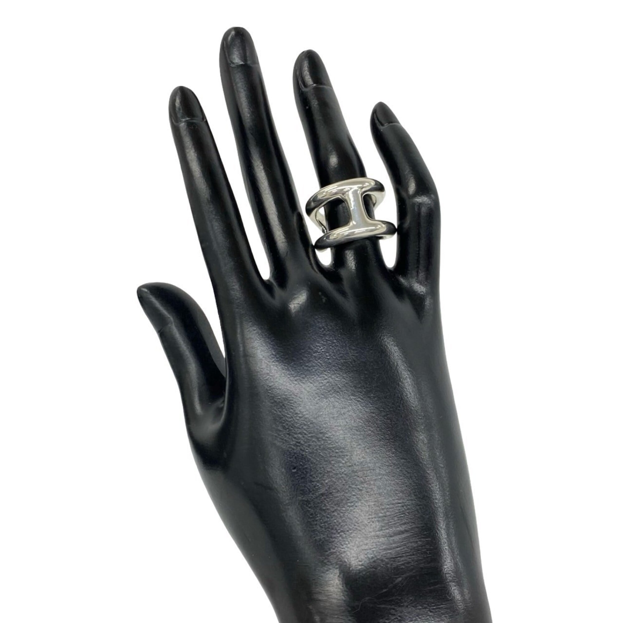Hermes Silver Silver 925 Band Ring (Pre-Owned)