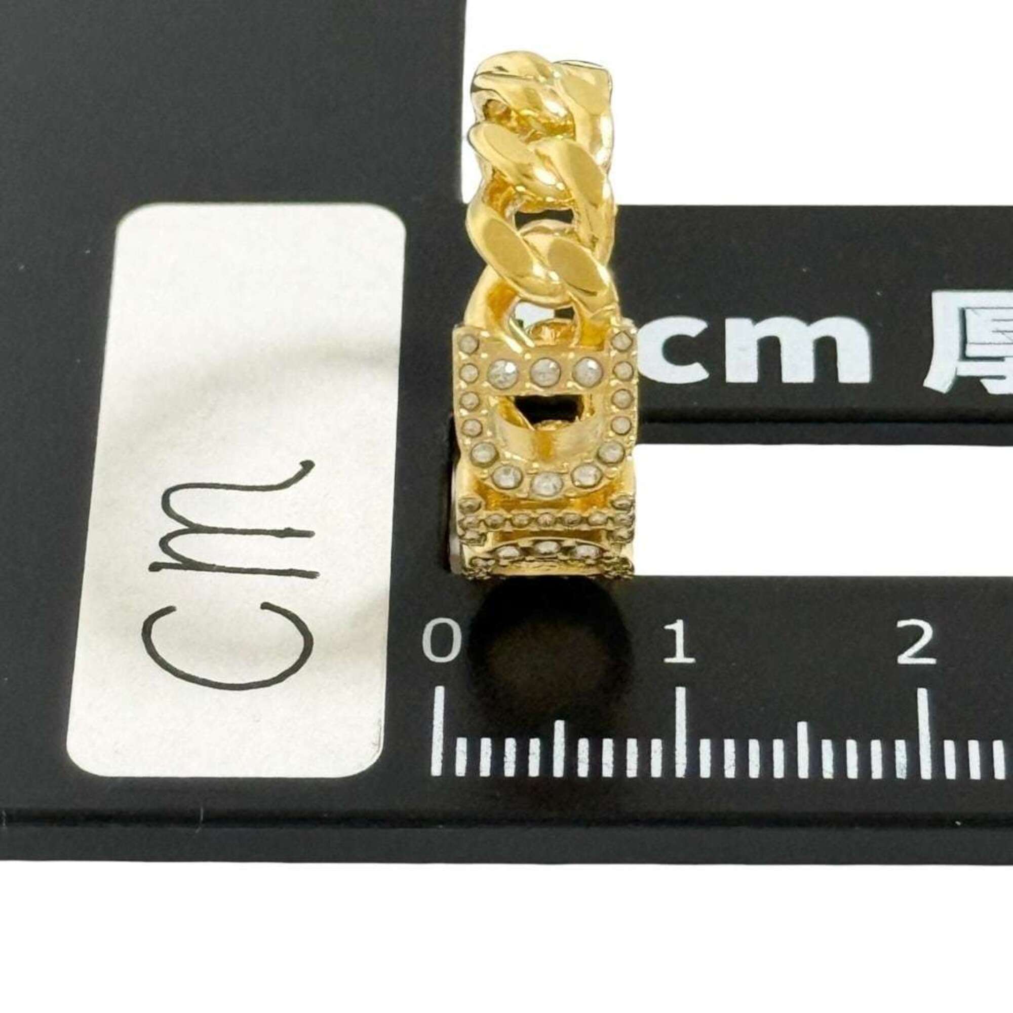 Christian Dior Metal Rhinestone Band Ring (Pre-Owned)