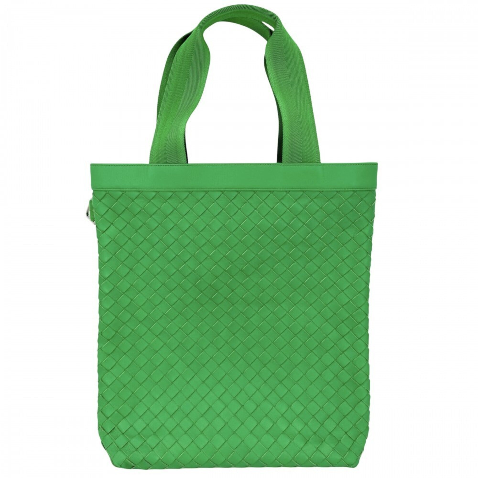 Bottega Veneta Green White Leather Handbag Pouch Tote Bag (Pre-Owned)