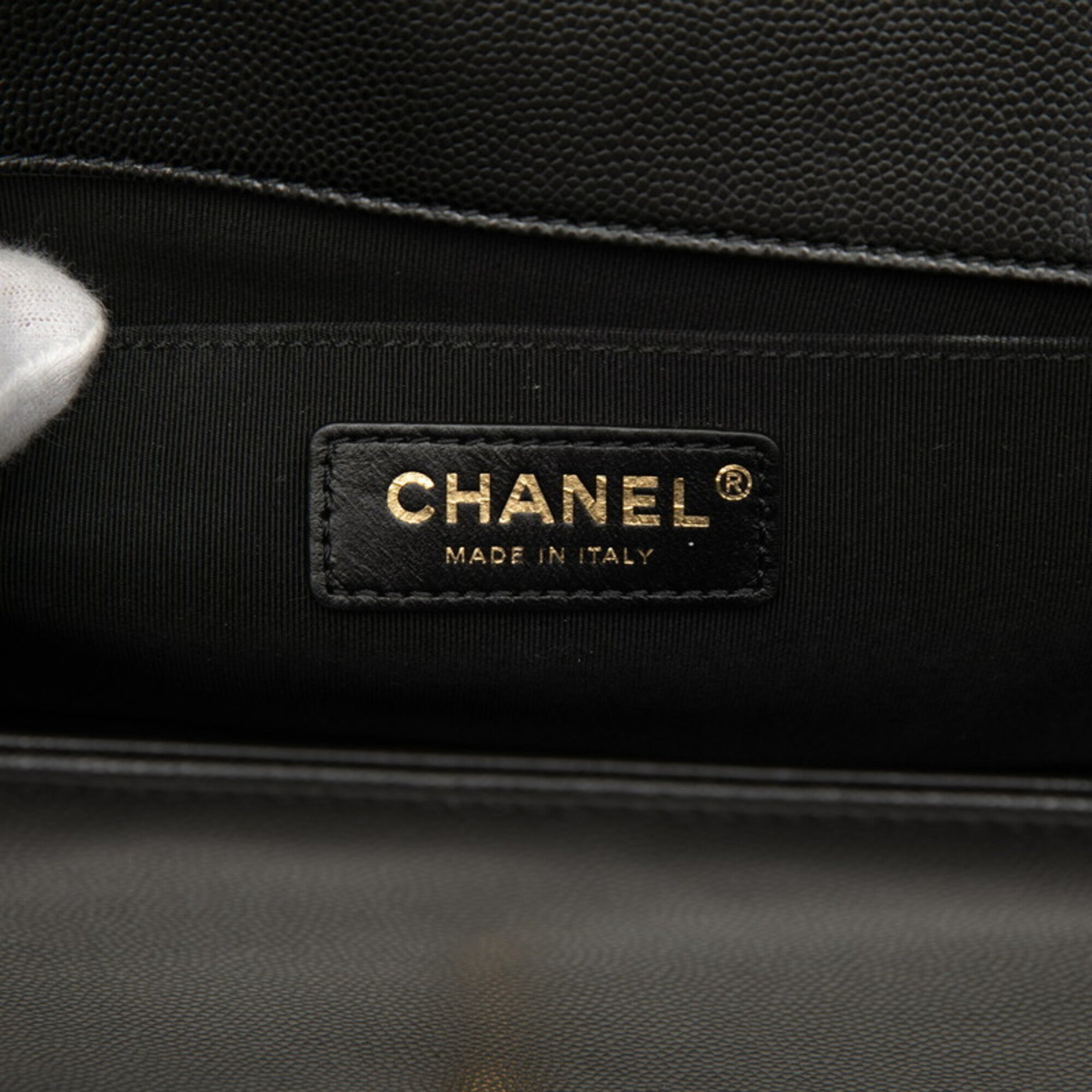 Chanel Black Gold Grained Calfskin Shoulder Bag (Pre-Owned)