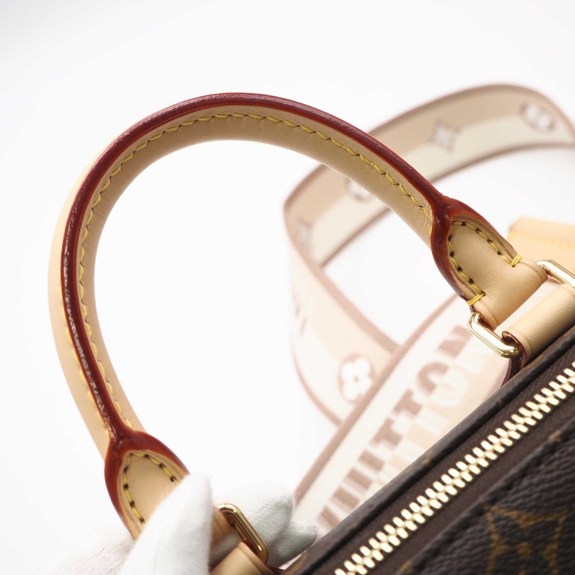 Louis Vuitton Monogram Beige Brown Coated Canvas Leather Handbag (Pre-Owned)