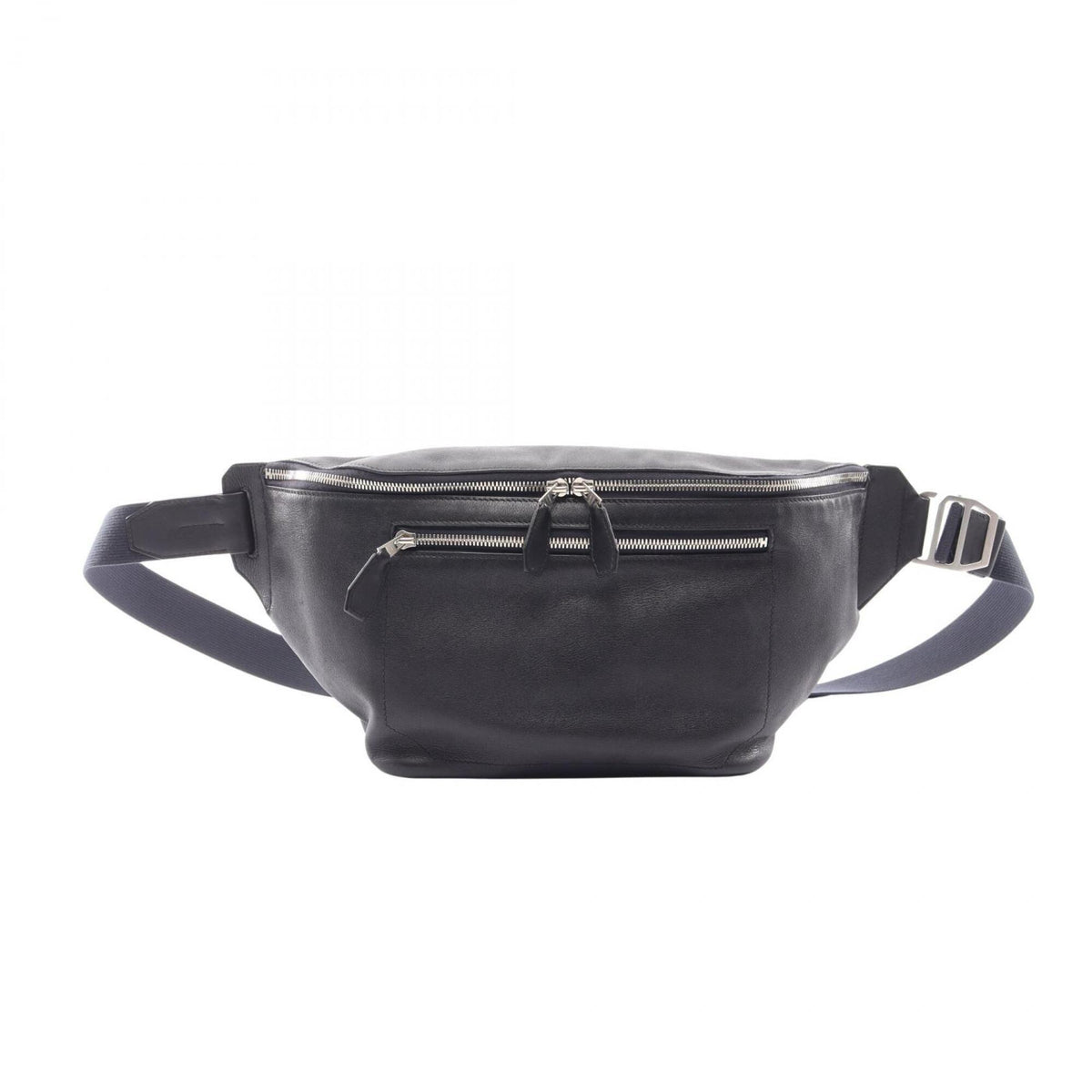 Hermes Navy Leather Fanny Pack Handbag Sling Bag (Pre-Owned)