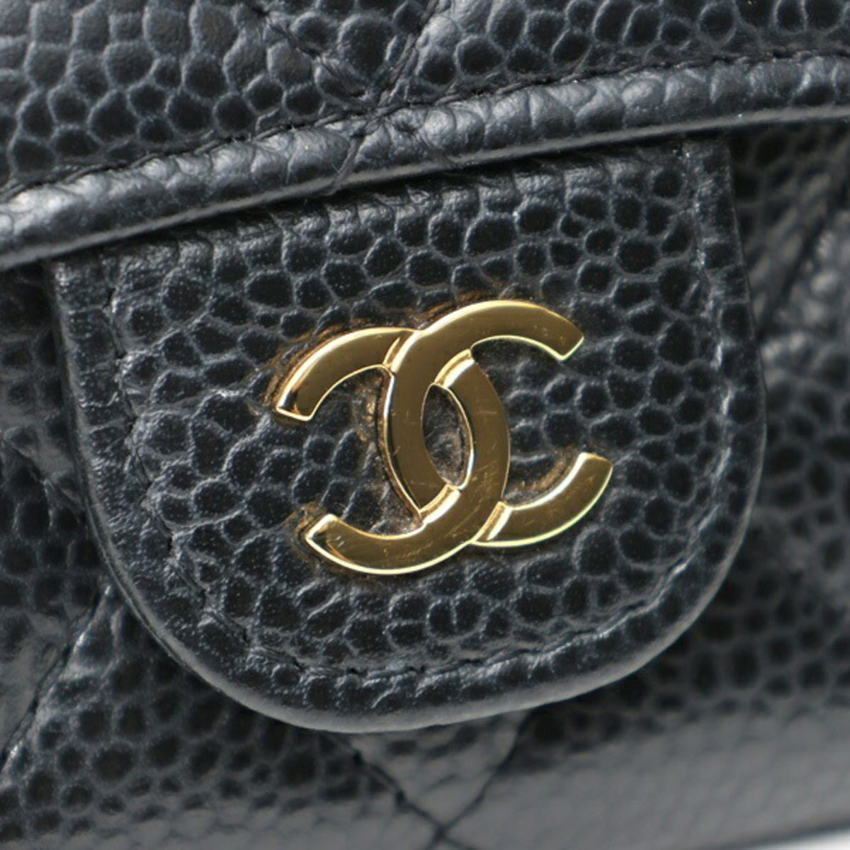 Chanel Matelasse Black Grained Calfskin Coin Purse/Coin Case (Pre-Owned)