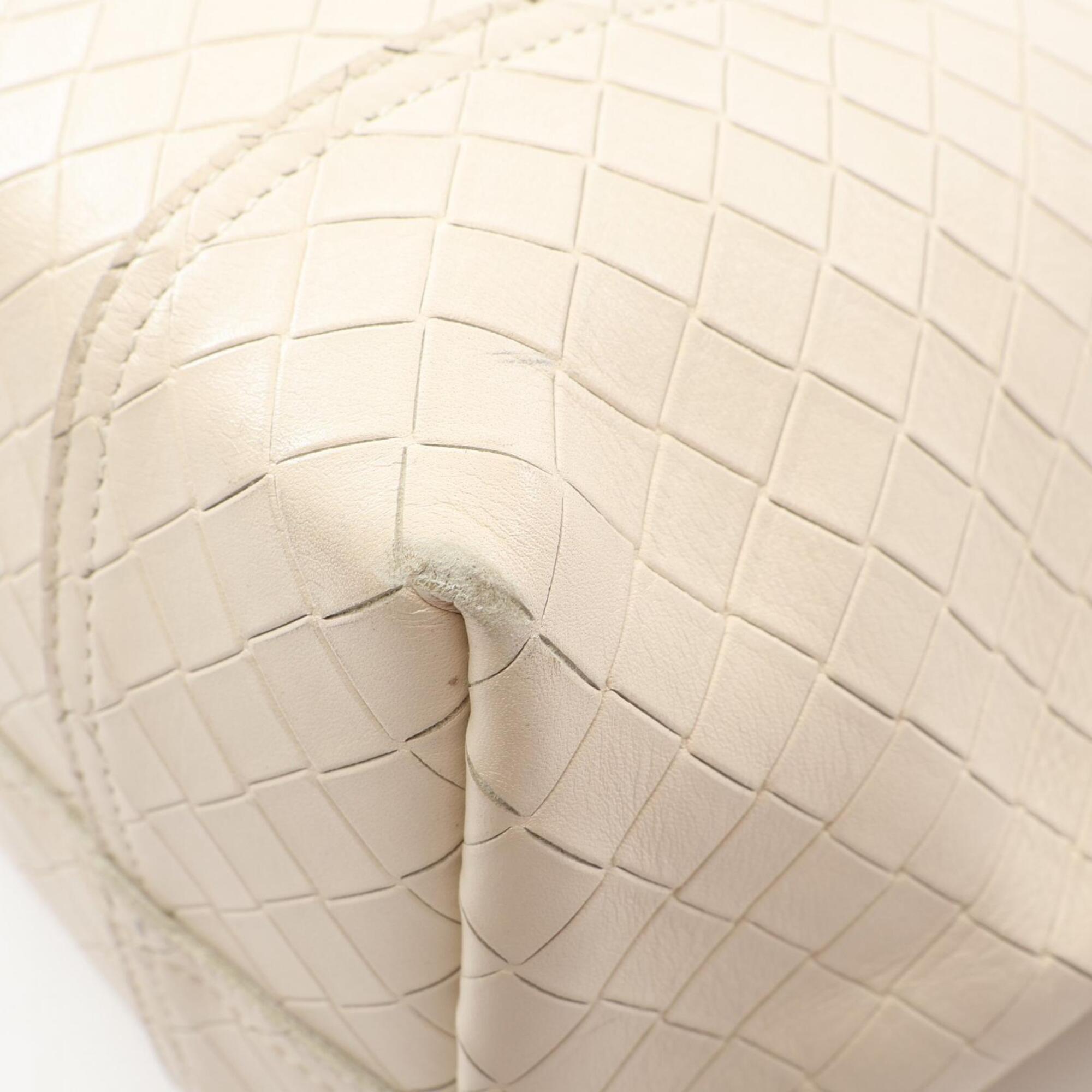 Bottega Veneta Ivory Leather Handbag Tote Bag (Pre-Owned)