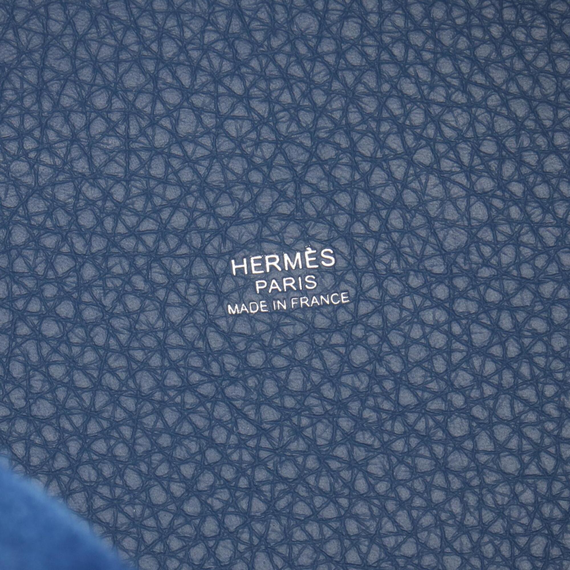 Hermes Blue Taurillon Clemence Leather Leather Handbag (Pre-Owned)