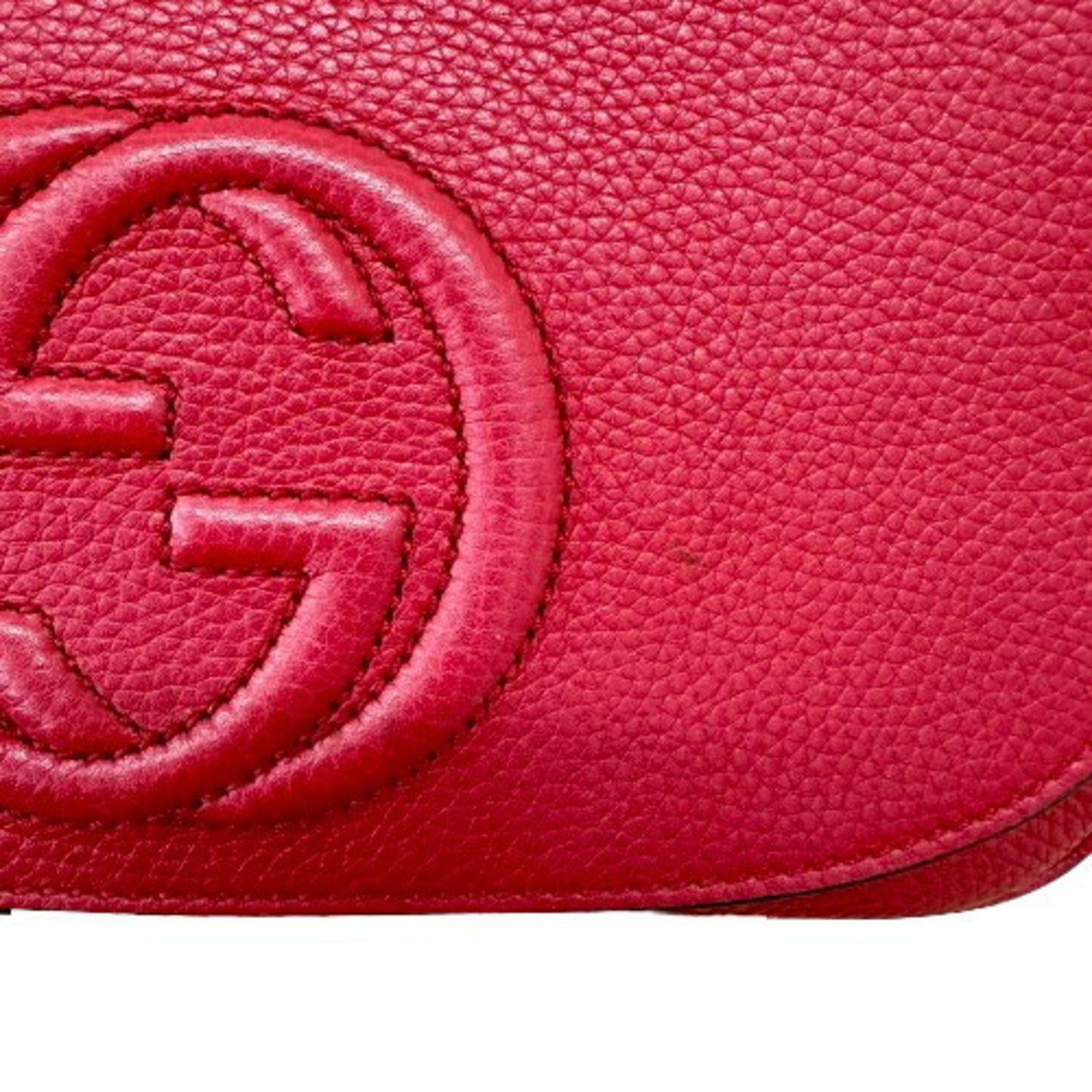 Gucci Soho Red Color Leather Shoulder Bag (Pre-Owned)
