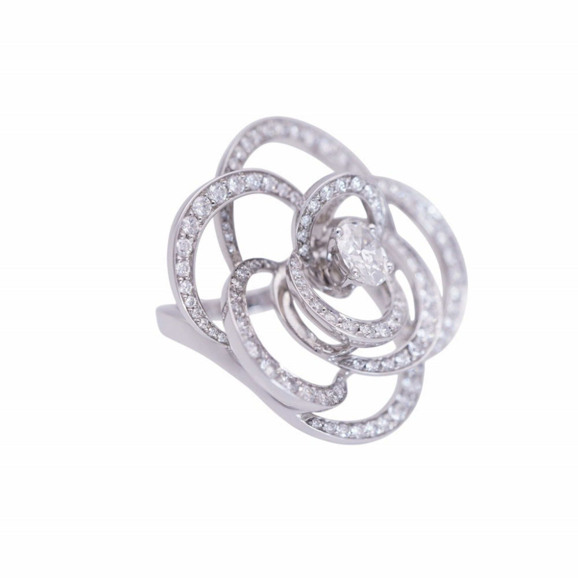Chanel Camellia White White Gold (18K) Band Ring (Pre-Owned)