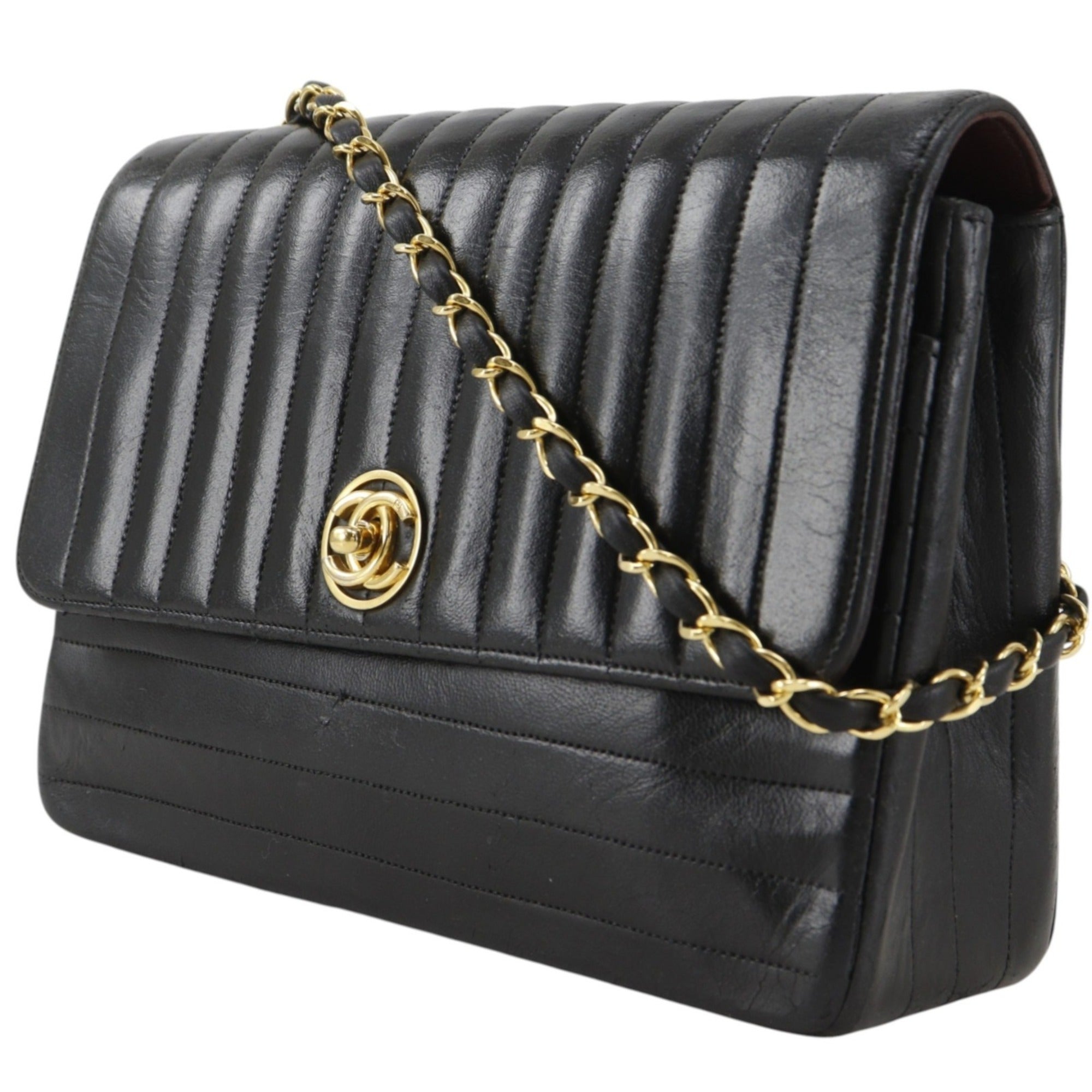 Chanel Mademoiselle Black Leather Shoulder Bag (Pre-Owned)