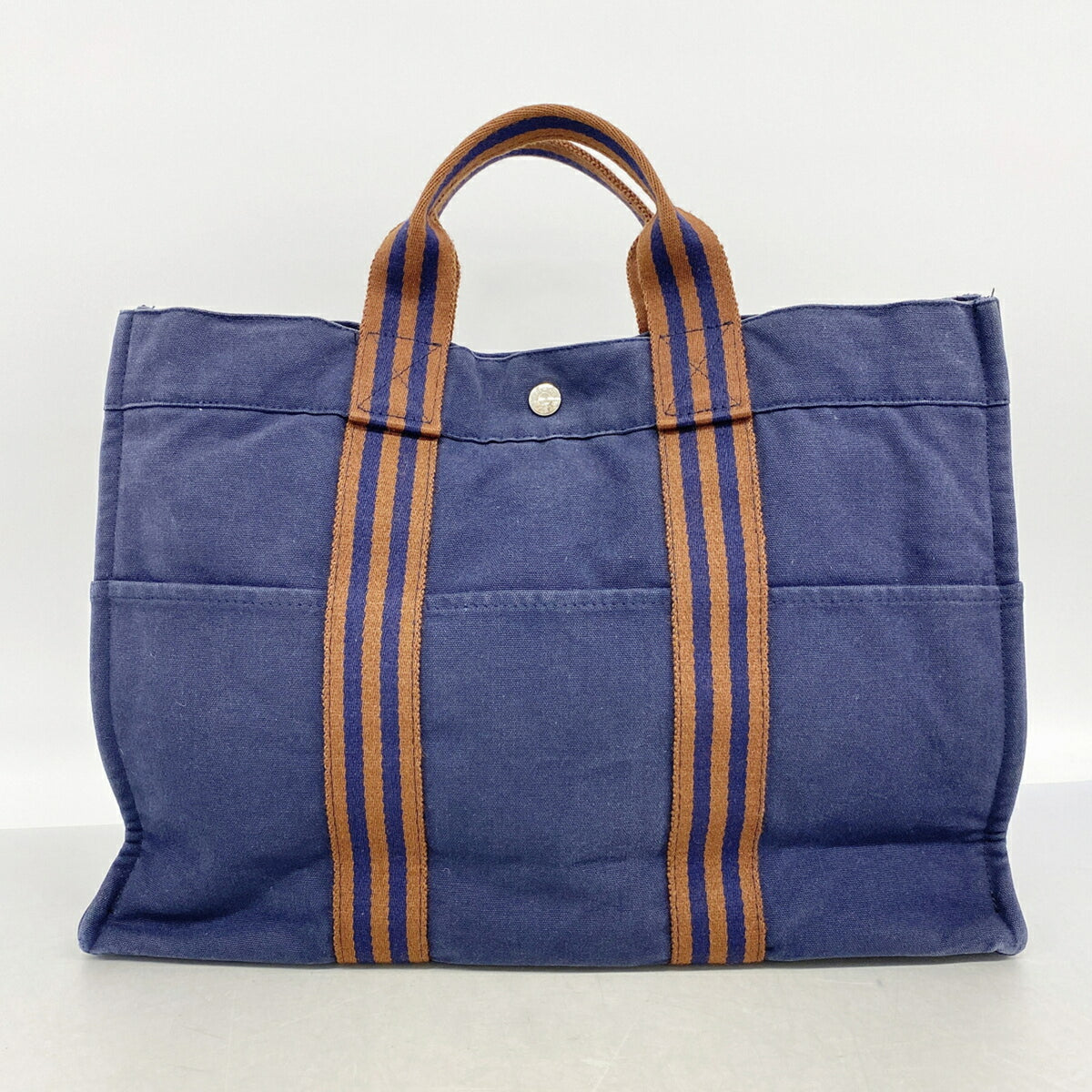 Hermes Navy Canvas Tote Bag (Pre-Owned)