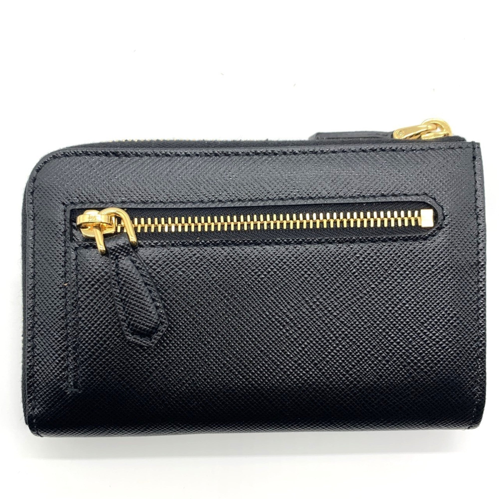 Prada Saffiano Black Leather Coin Purse/Coin Case (Pre-Owned)