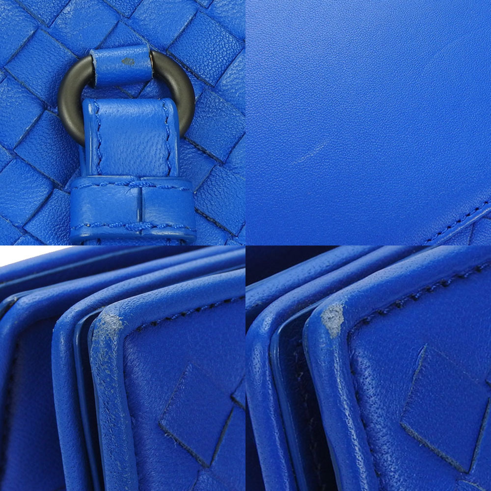 Bottega Veneta Intrecciato Blue Intrecciato Handbag (Pre-Owned)