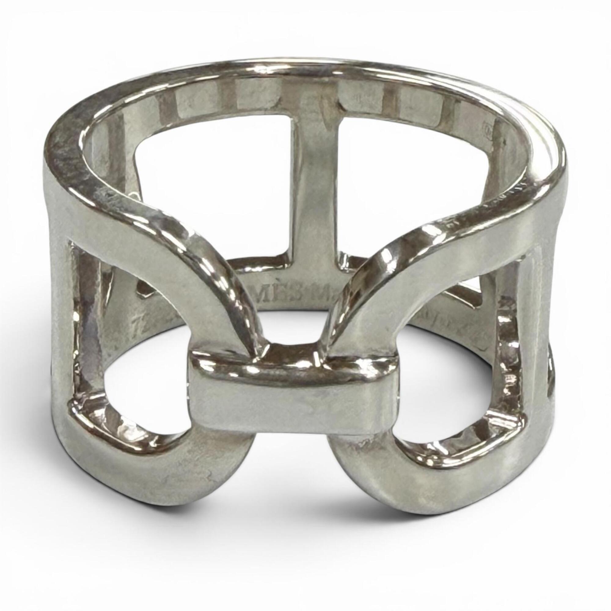 Hermes Silver Silver 925 Band Ring (Pre-Owned)