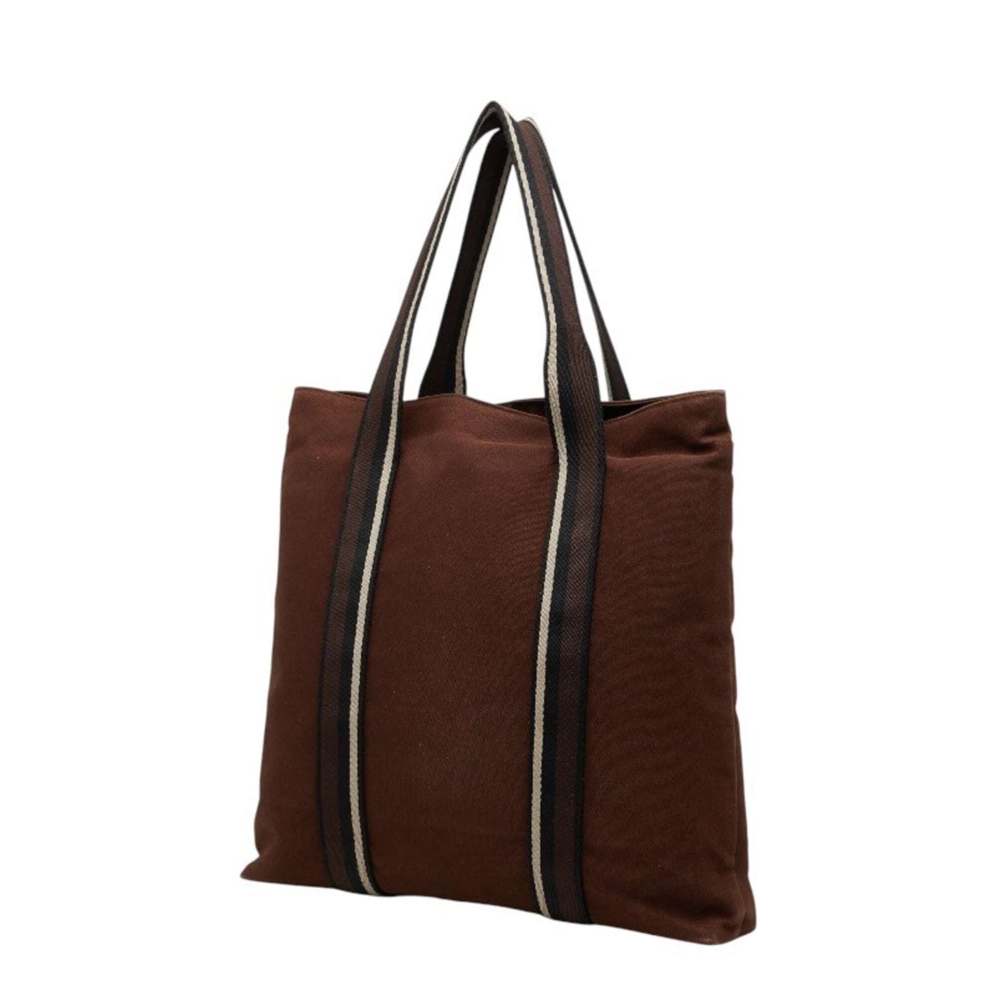 Hermes Brown Canvas Handbag Tote Bag (Pre-Owned)