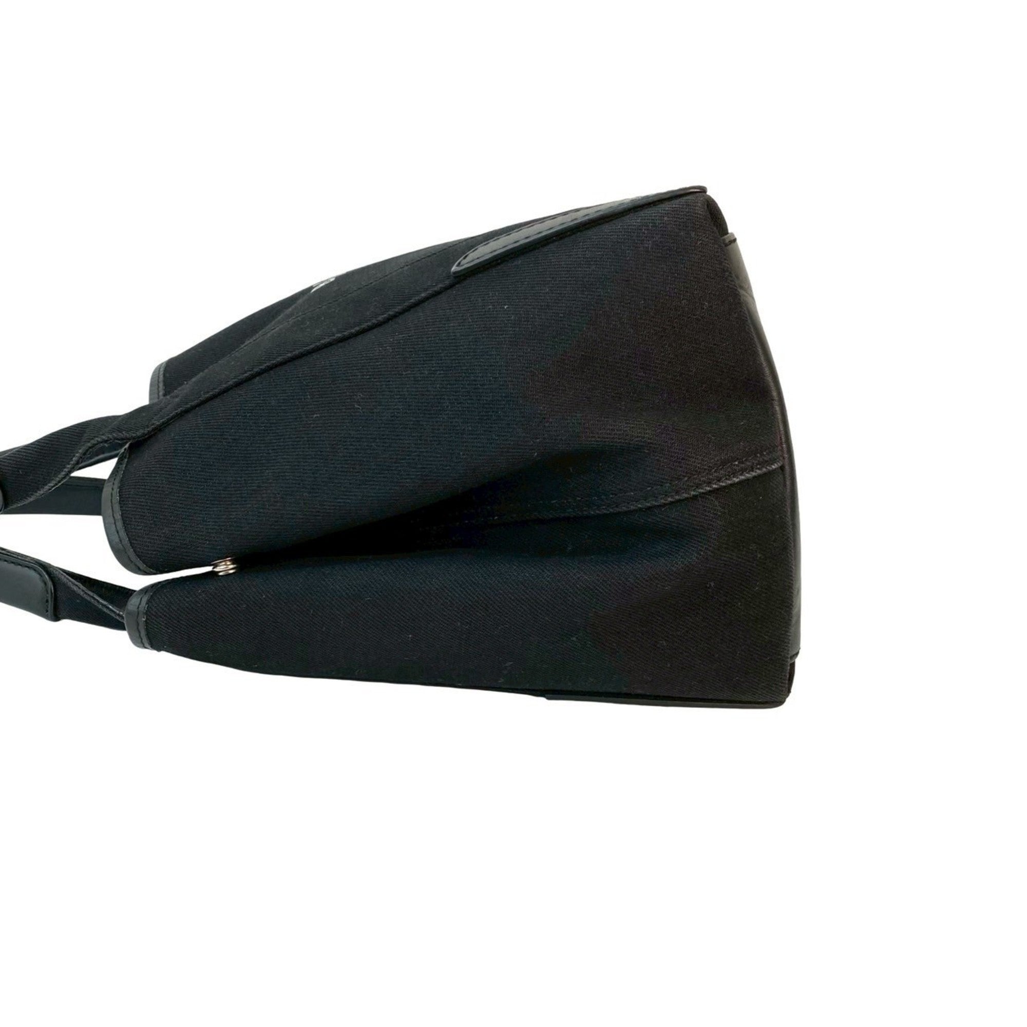 Balenciaga Black Canvas Leather Handbag Tote Bag (Pre-Owned)