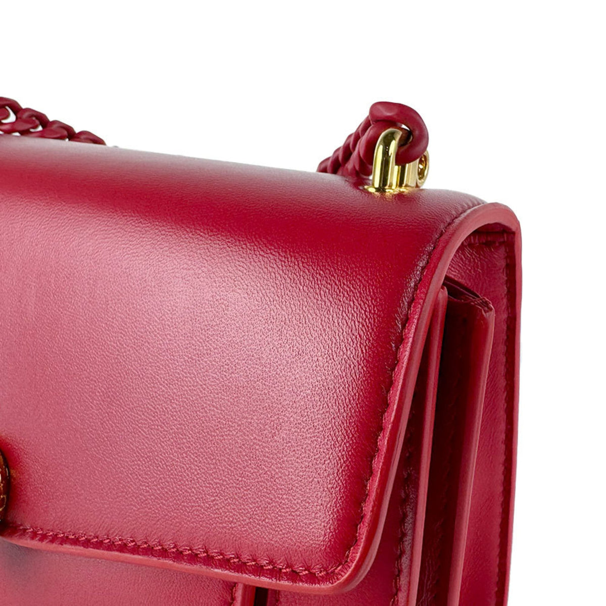 Bvlgari Red Color Leather Handbag Shoulder Bag (Pre-Owned)