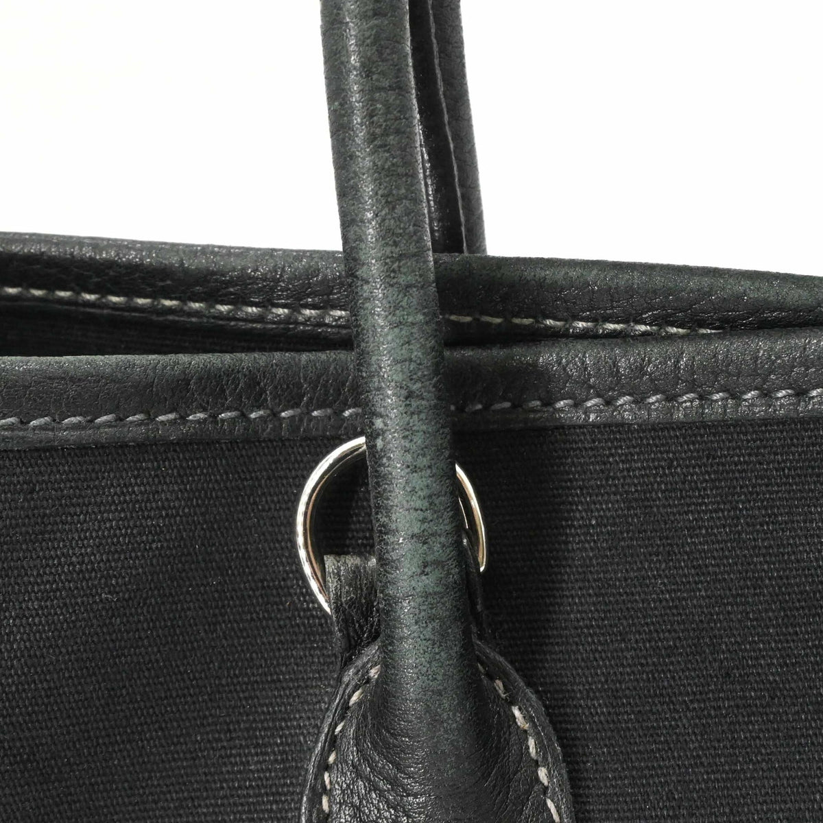 Hermes Garden Black Toile Officier Handbag Tote Bag (Pre-Owned)