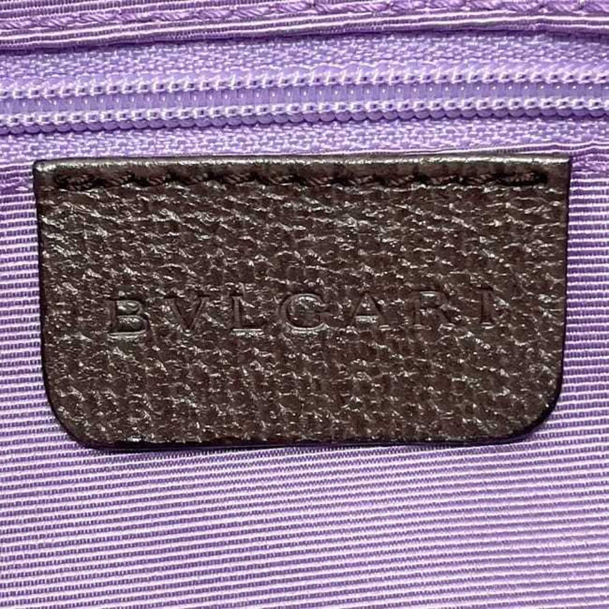 Bvlgari Beige Brown Canvas Leather Tote Bag (Pre-Owned)