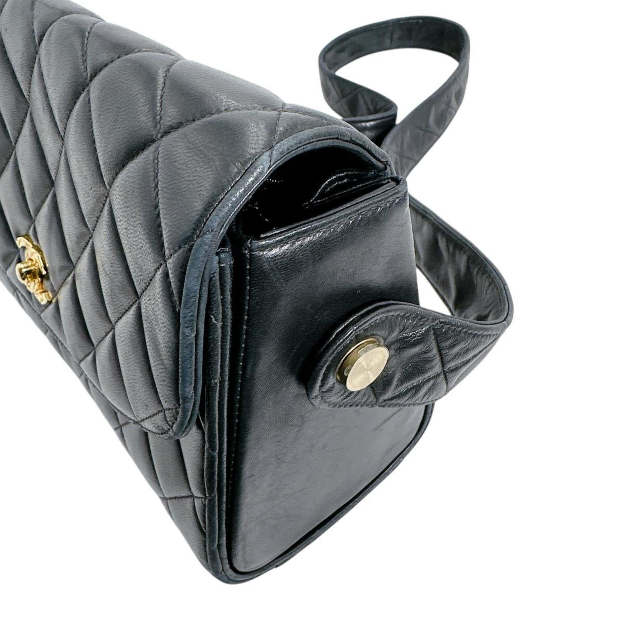 Chanel Black Leather Shoulder Bag Sling Bag (Pre-Owned)