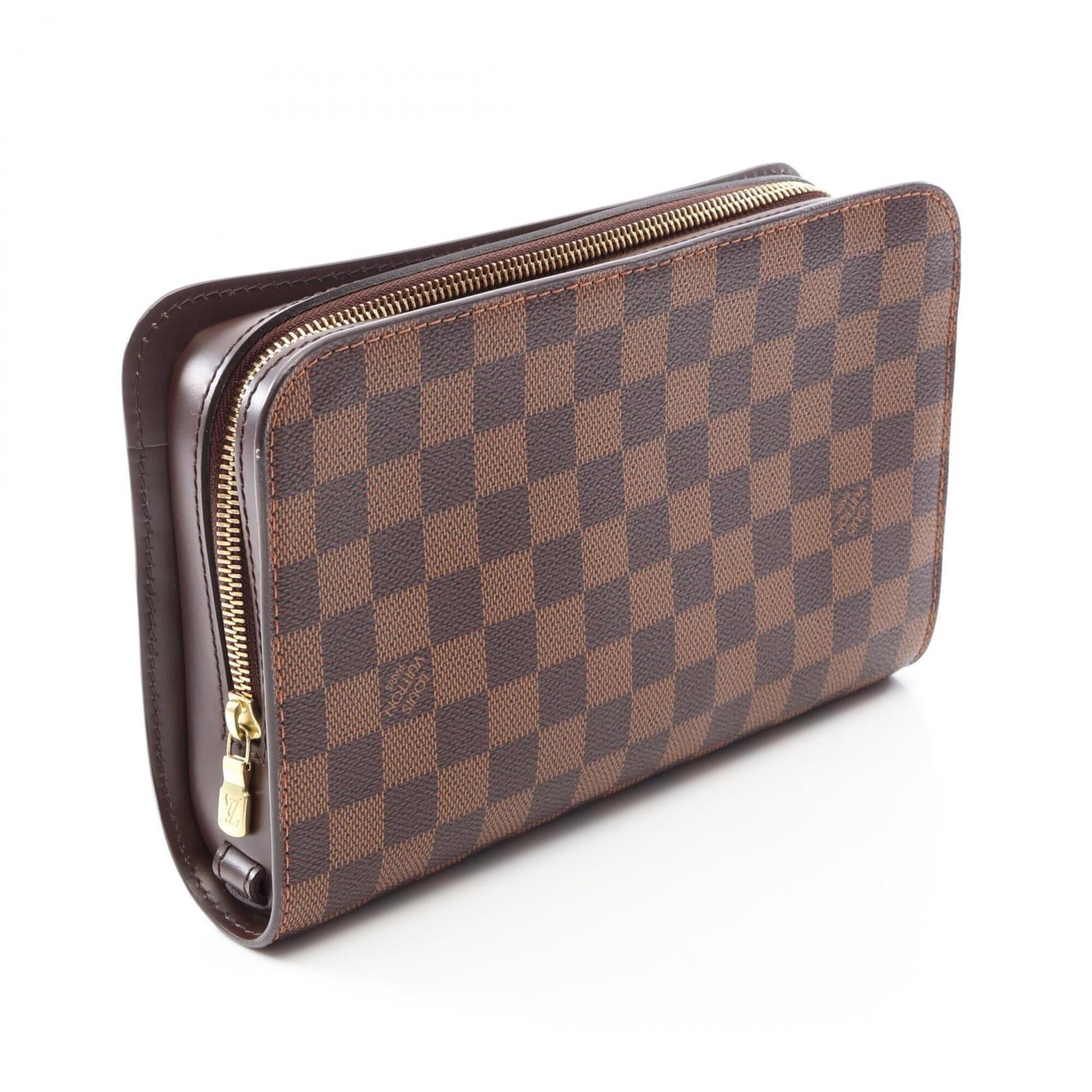 Louis Vuitton Brown Coated Canvas Clutch Bag Handbag (Pre-Owned)