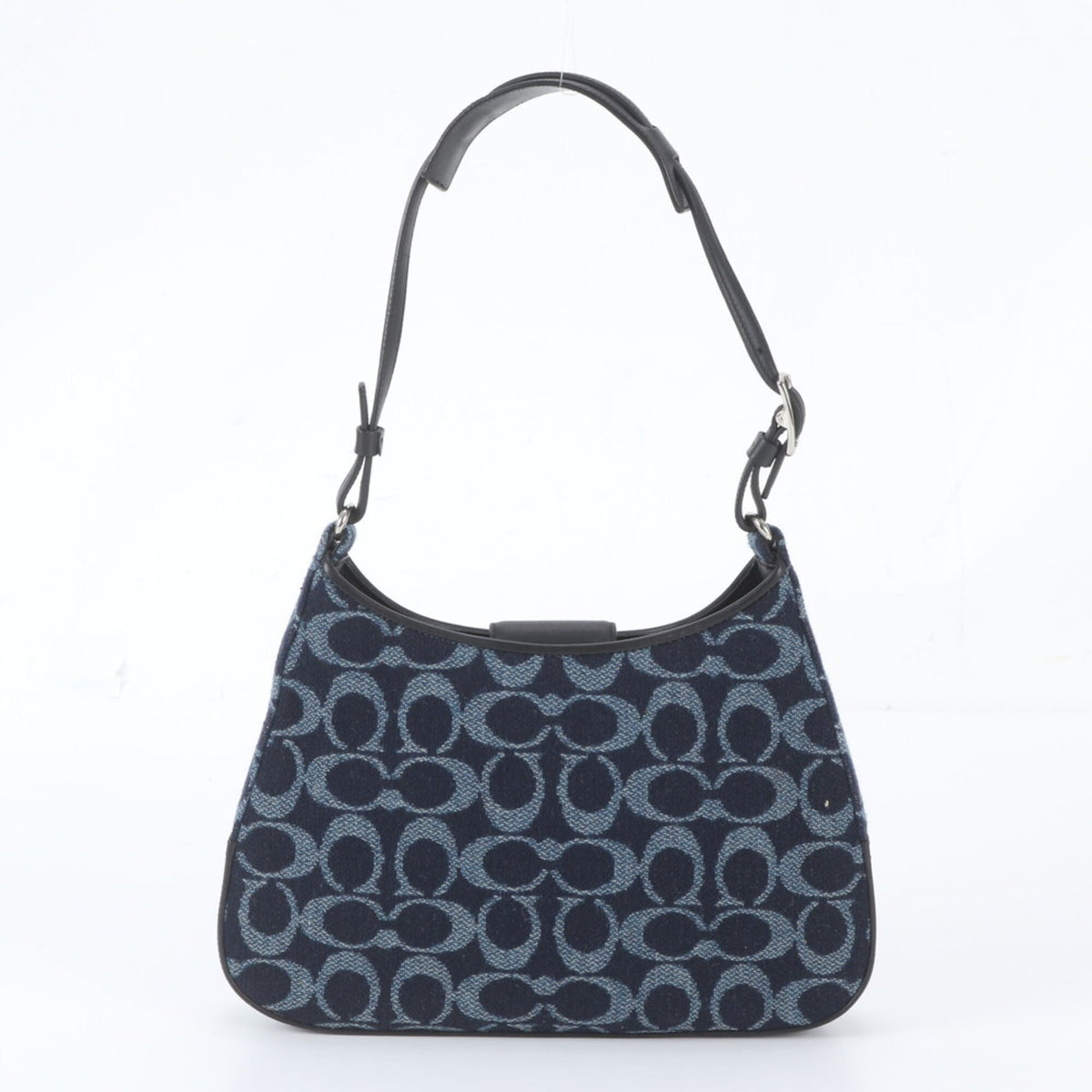 Coach Navy Leather Canvas Shoulder Bag Tote Bag (Pre-Owned)