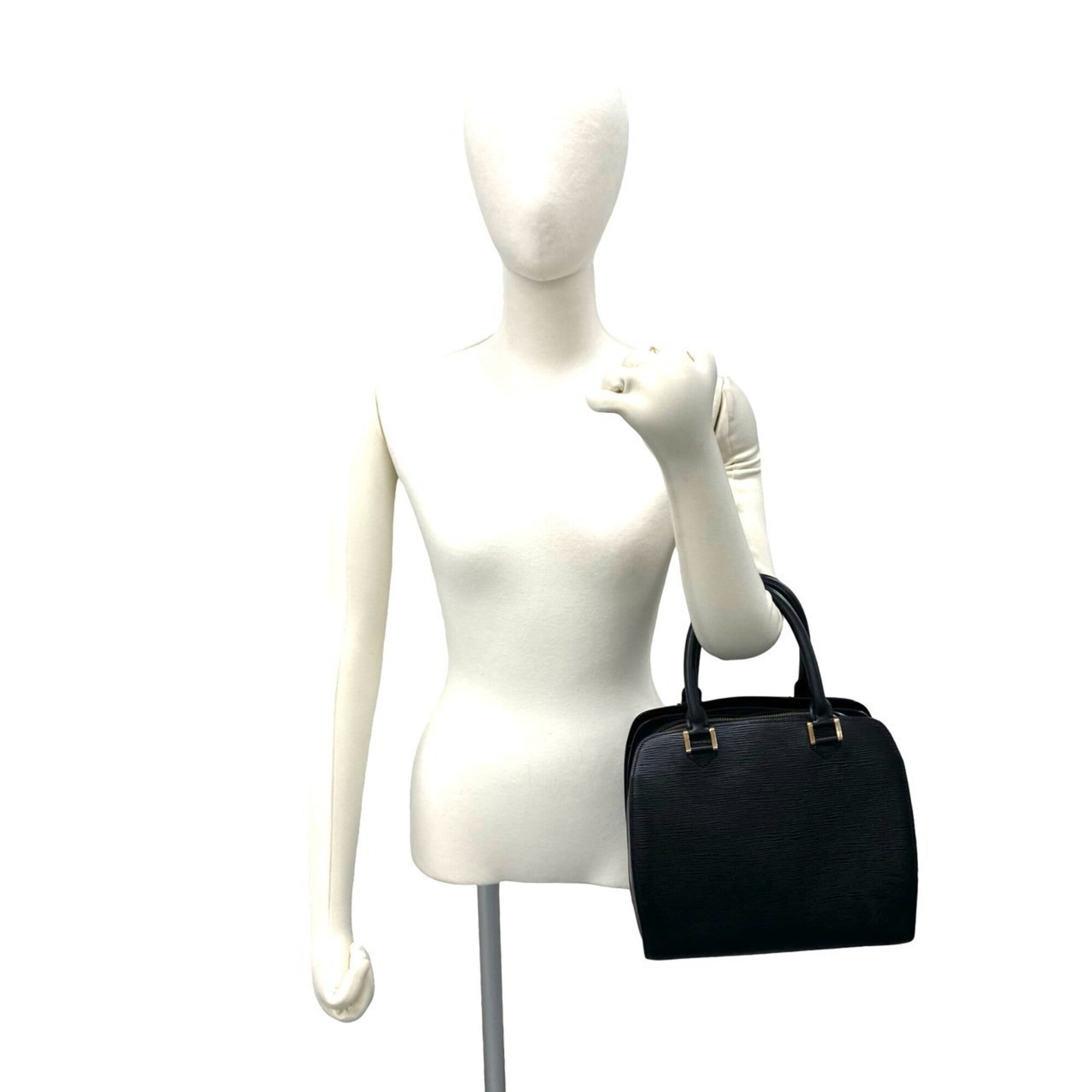 Louis Vuitton Black Leather Handbag Tote Bag (Pre-Owned)