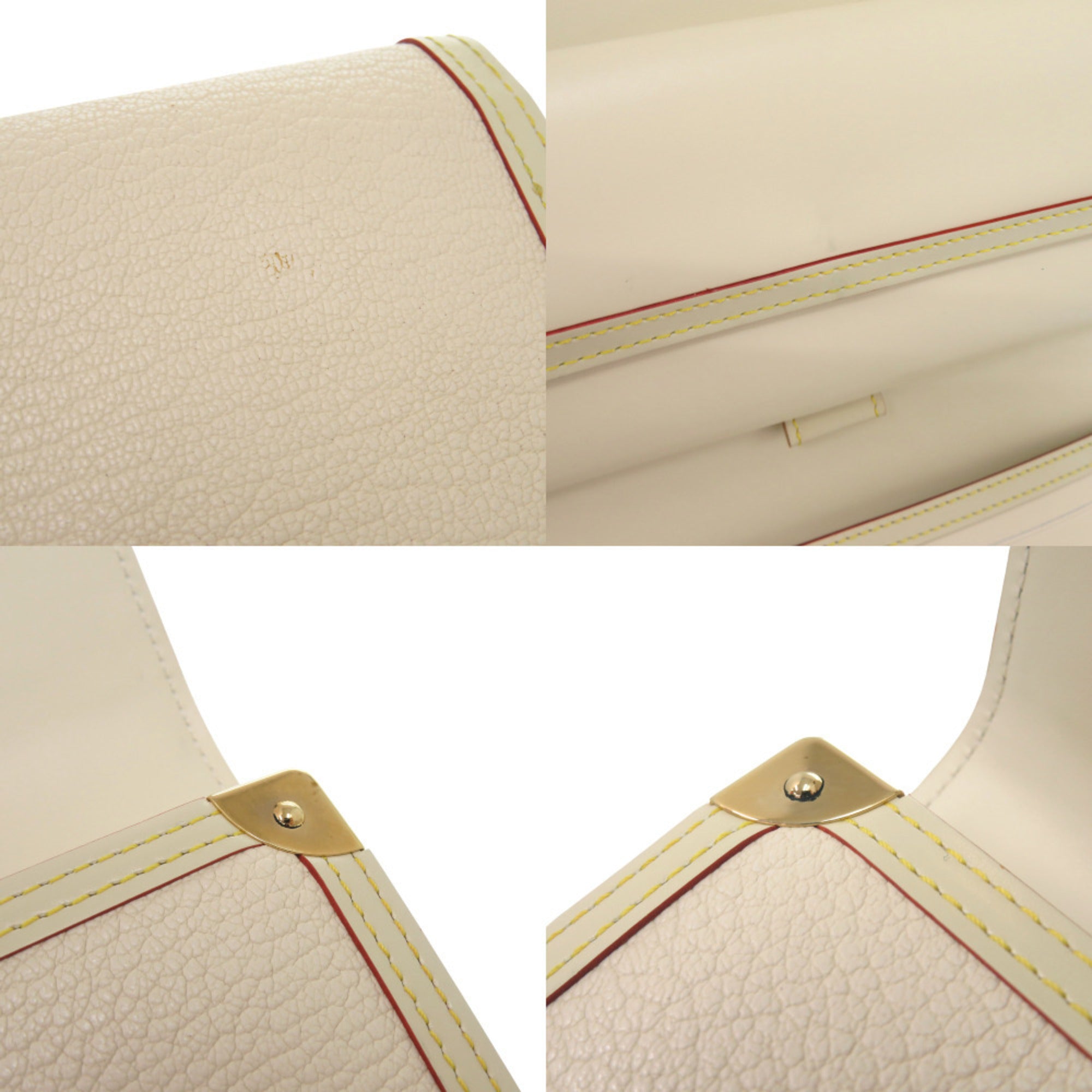 Louis Vuitton White Leather Long Wallet (Tri-Fold) (Pre-Owned)