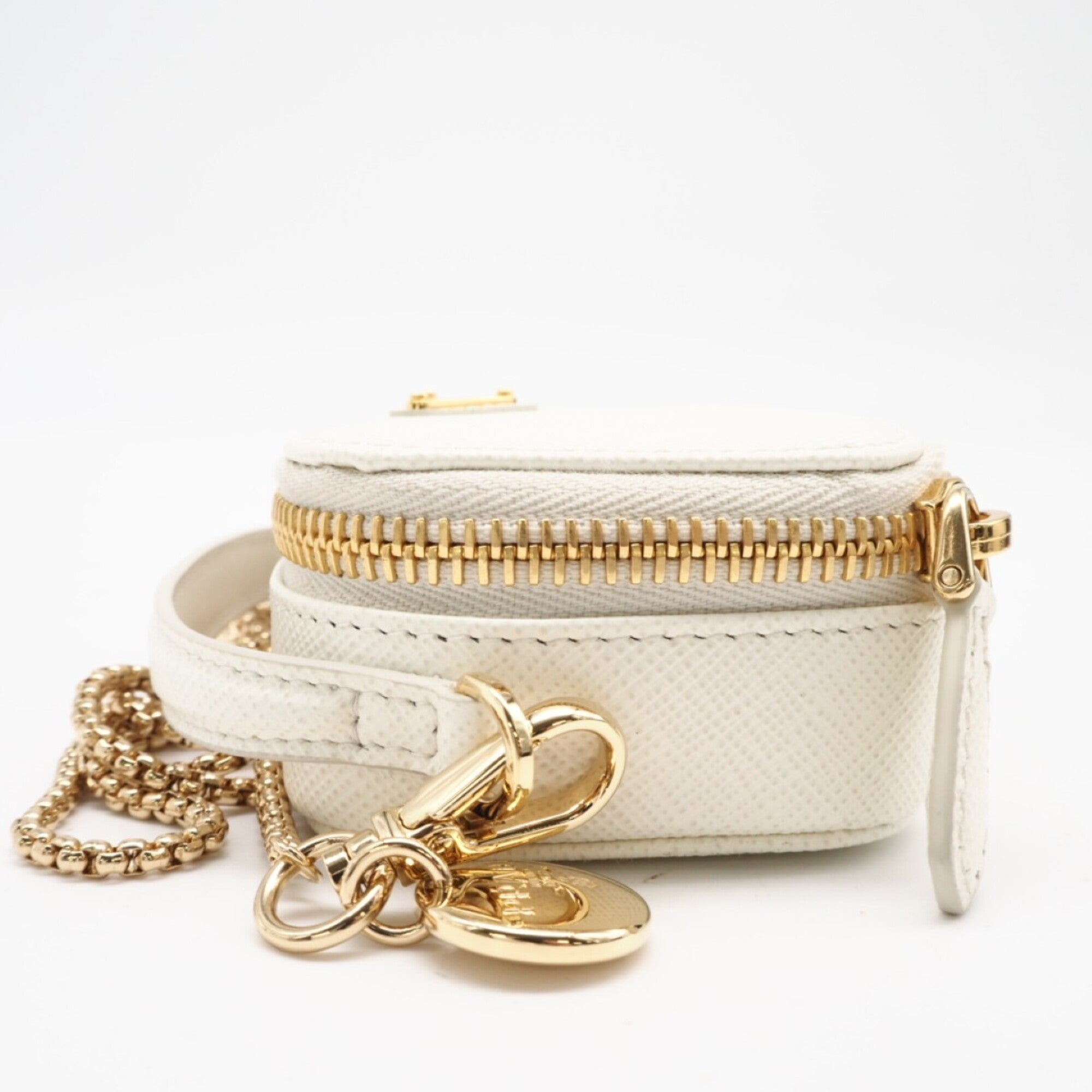 Prada Saffiano White Saffiano Pouch Shoulder Bag (Pre-Owned)