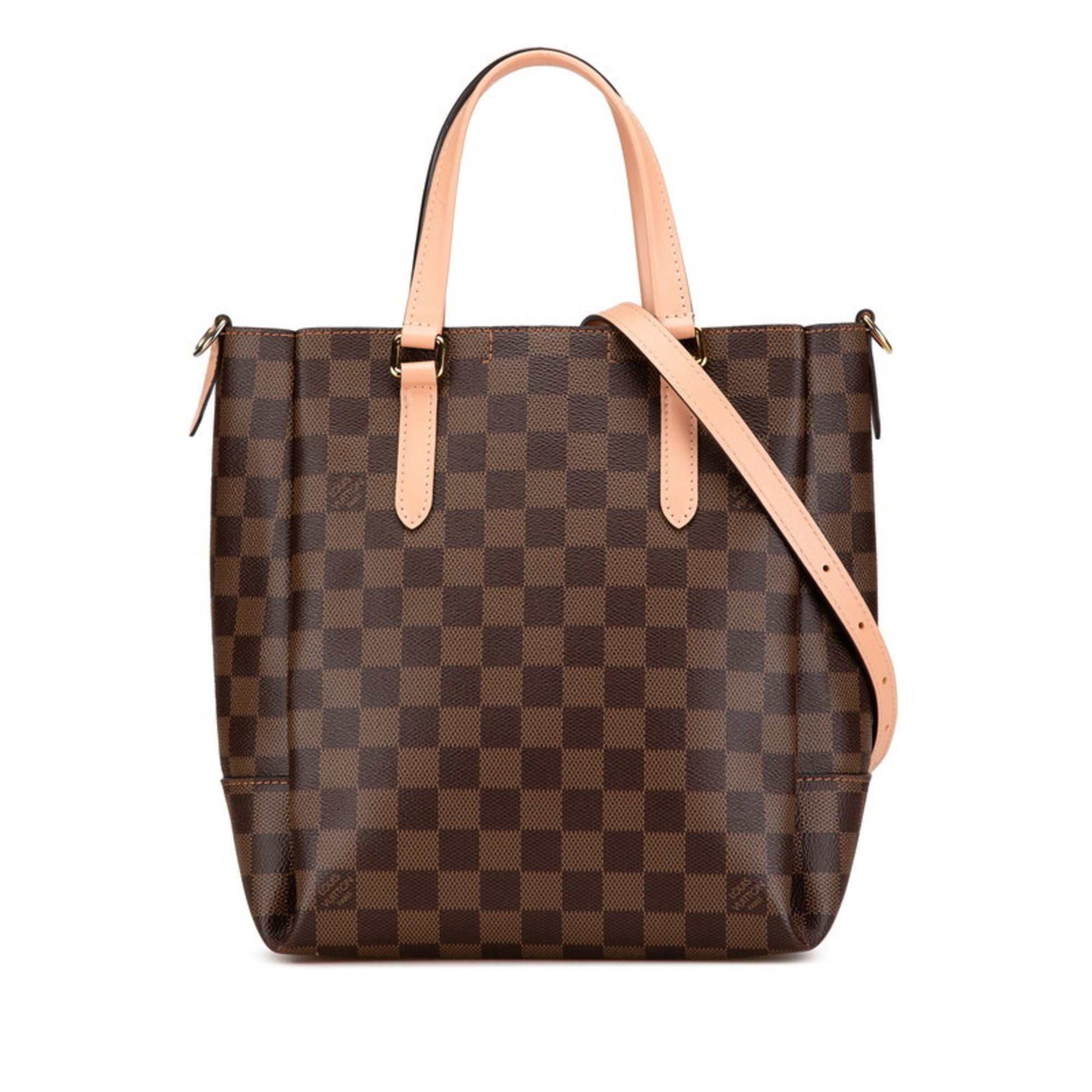 Louis Vuitton Brown Damier Canvas Pink Pvc Leather Shoulder Bag Tote Bag (Pre-Owned)
