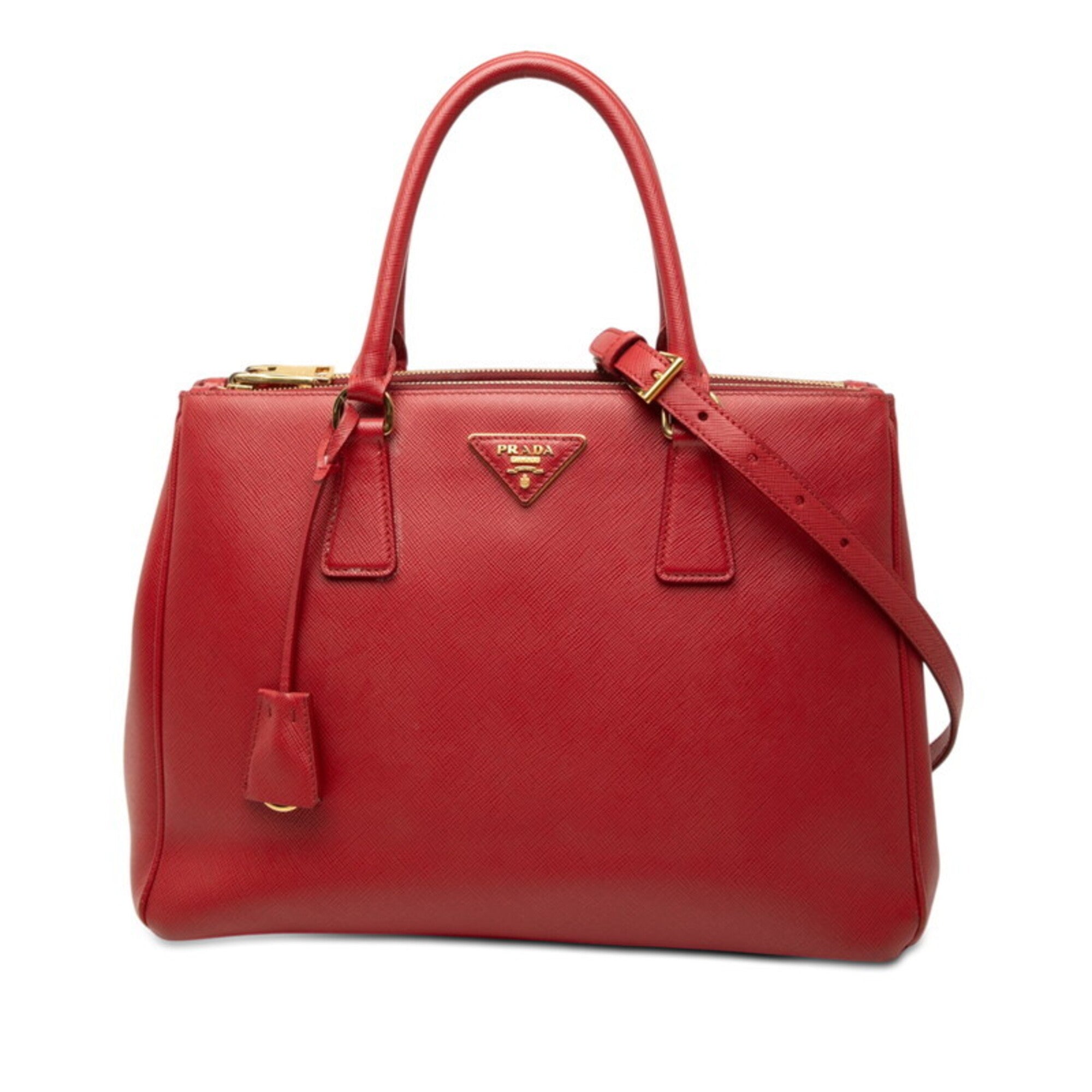 Prada Red Color Leather Handbag Shoulder Bag (Pre-Owned)
