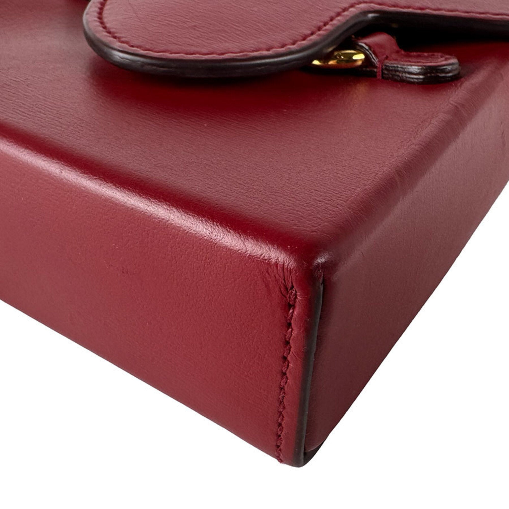 Gucci Red Color Leather Shoulder Bag (Pre-Owned)