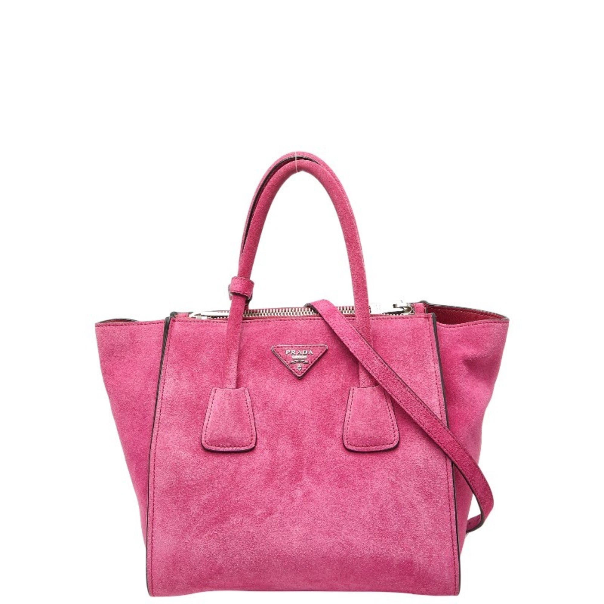 Prada Pink Suede Handbag Shoulder Bag (Pre-Owned)