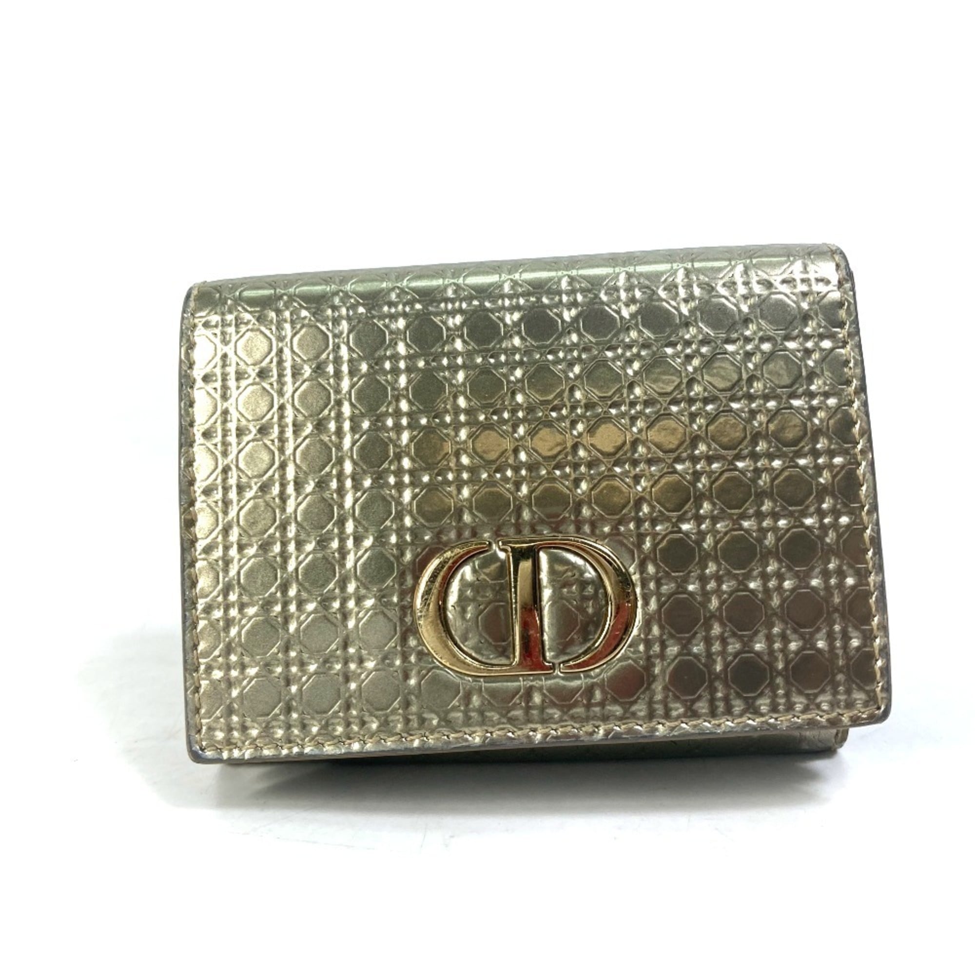 Christian Dior Gold Leather Wallet (Tri-Fold) (Pre-Owned)