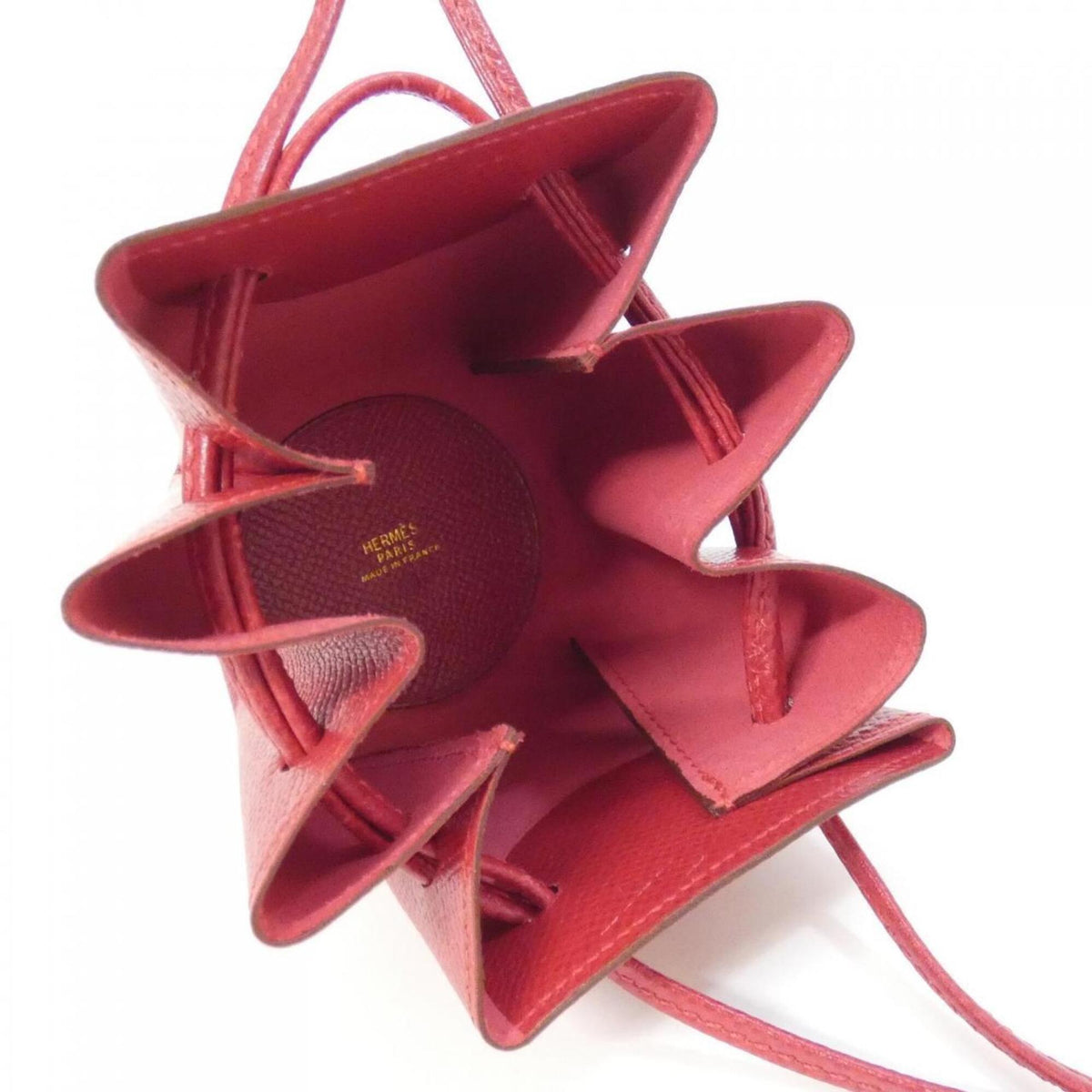 Hermes Rouge Vif Courchevel Leather Handbag Pouch (Pre-Owned)