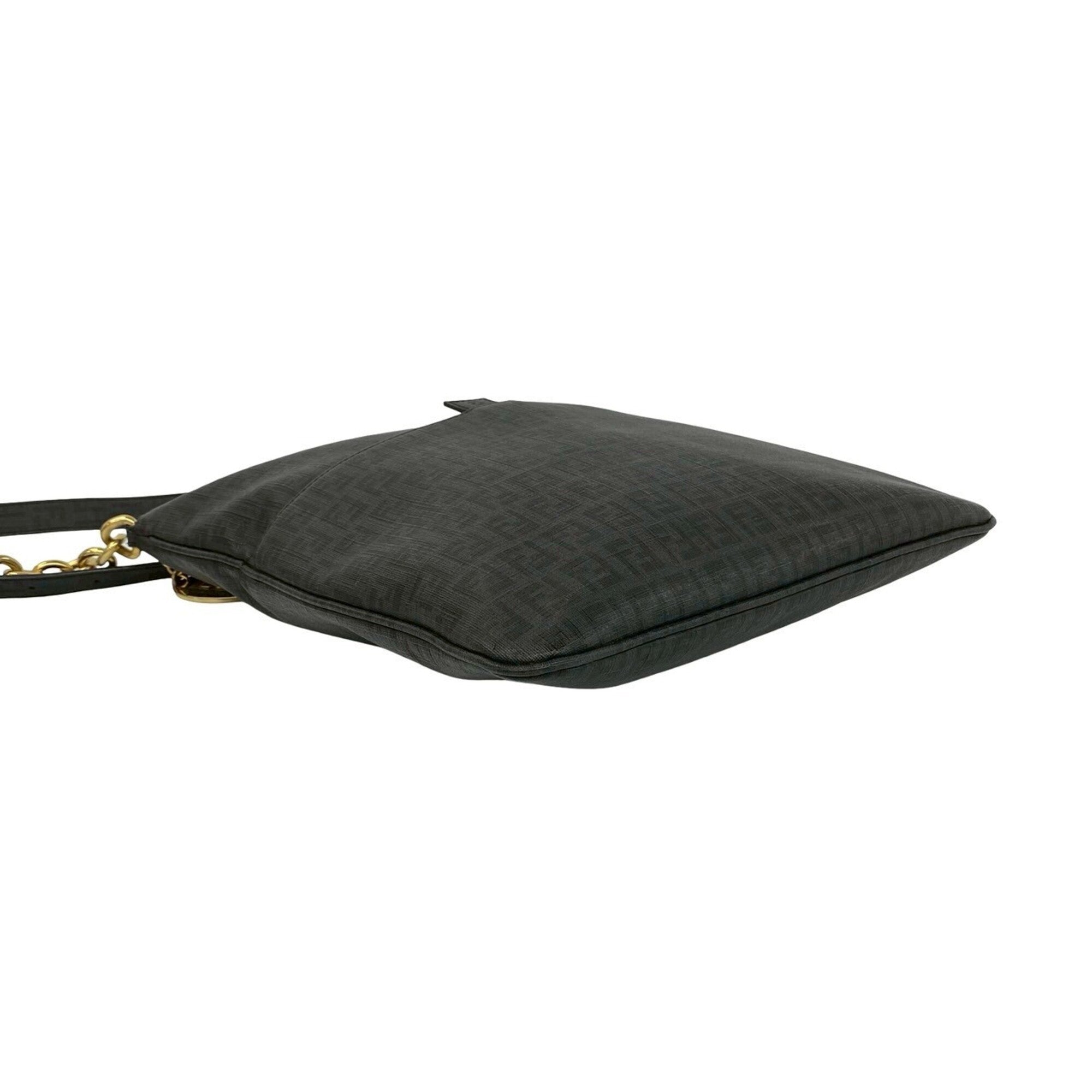 Fendi Black Leather Pvc Shoulder Bag Sling Bag (Pre-Owned)