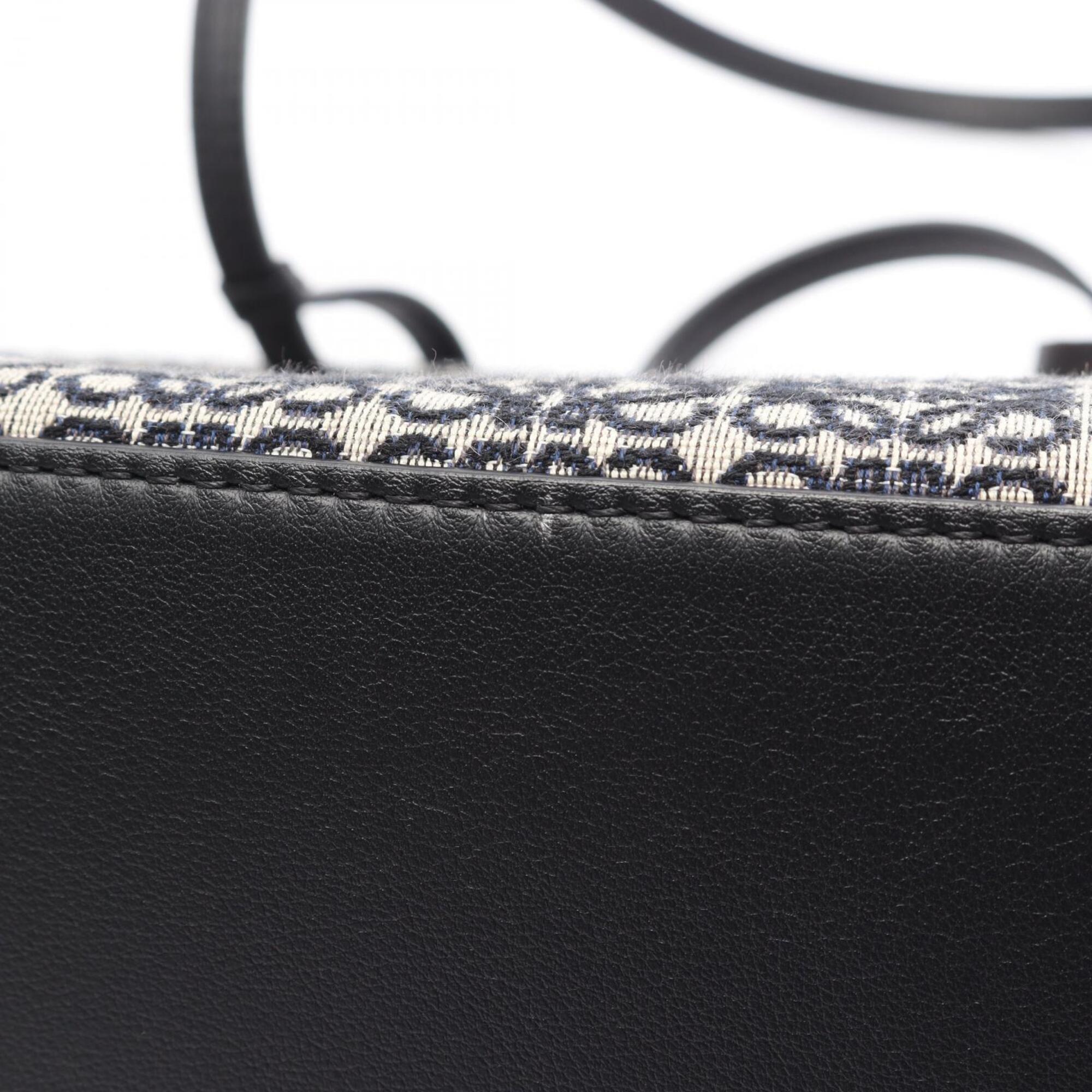 Loewe Beige Navy Canvas Leather Handbag Tote Bag (Pre-Owned)