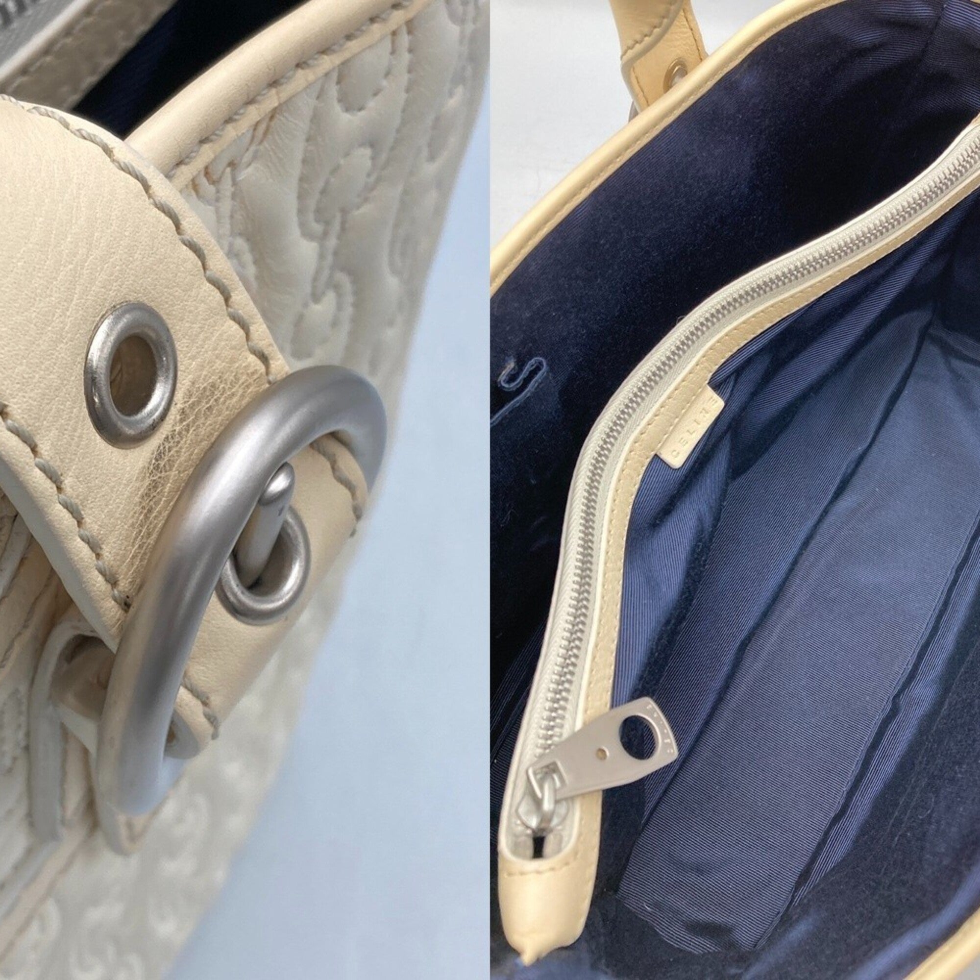 Celine Boogie Off-White Leather Handbag (Pre-Owned)