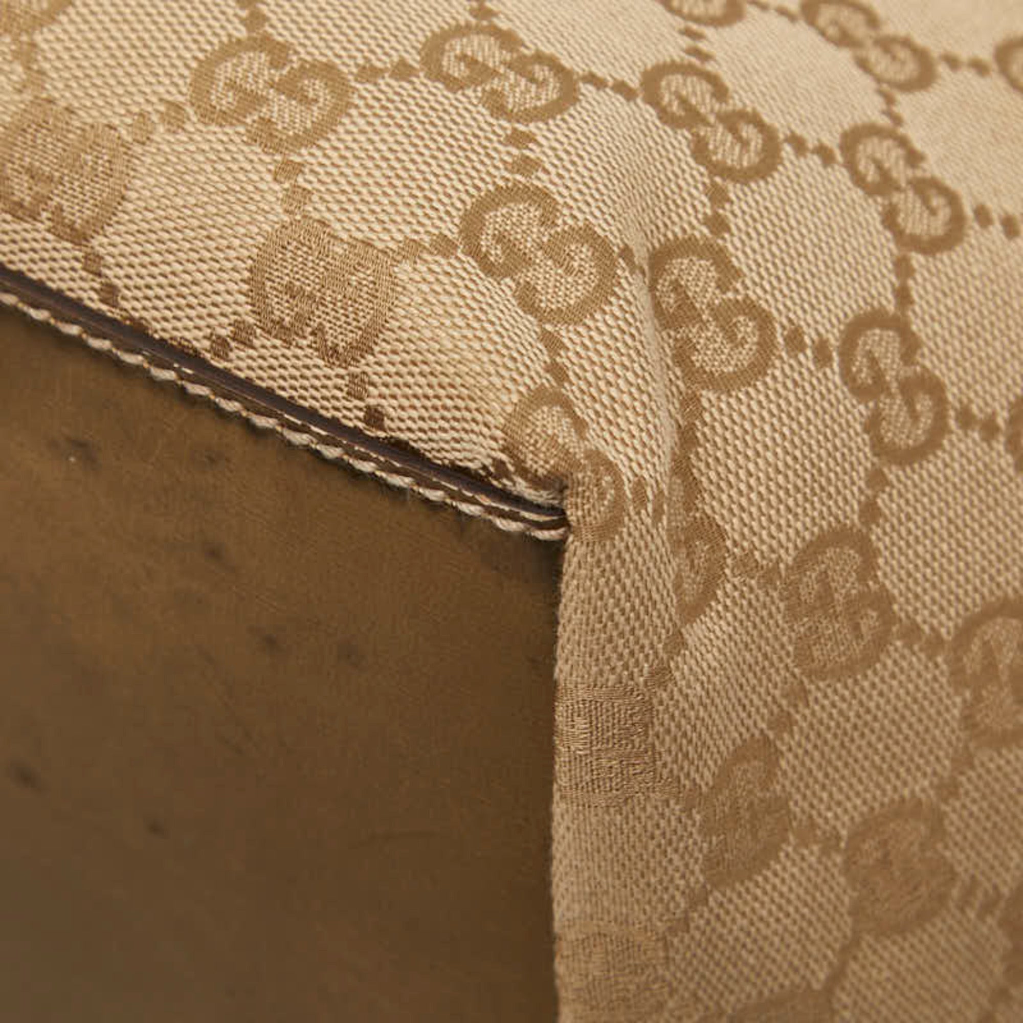 Gucci Beige Gold Canvas Leather Handbag (Pre-Owned)