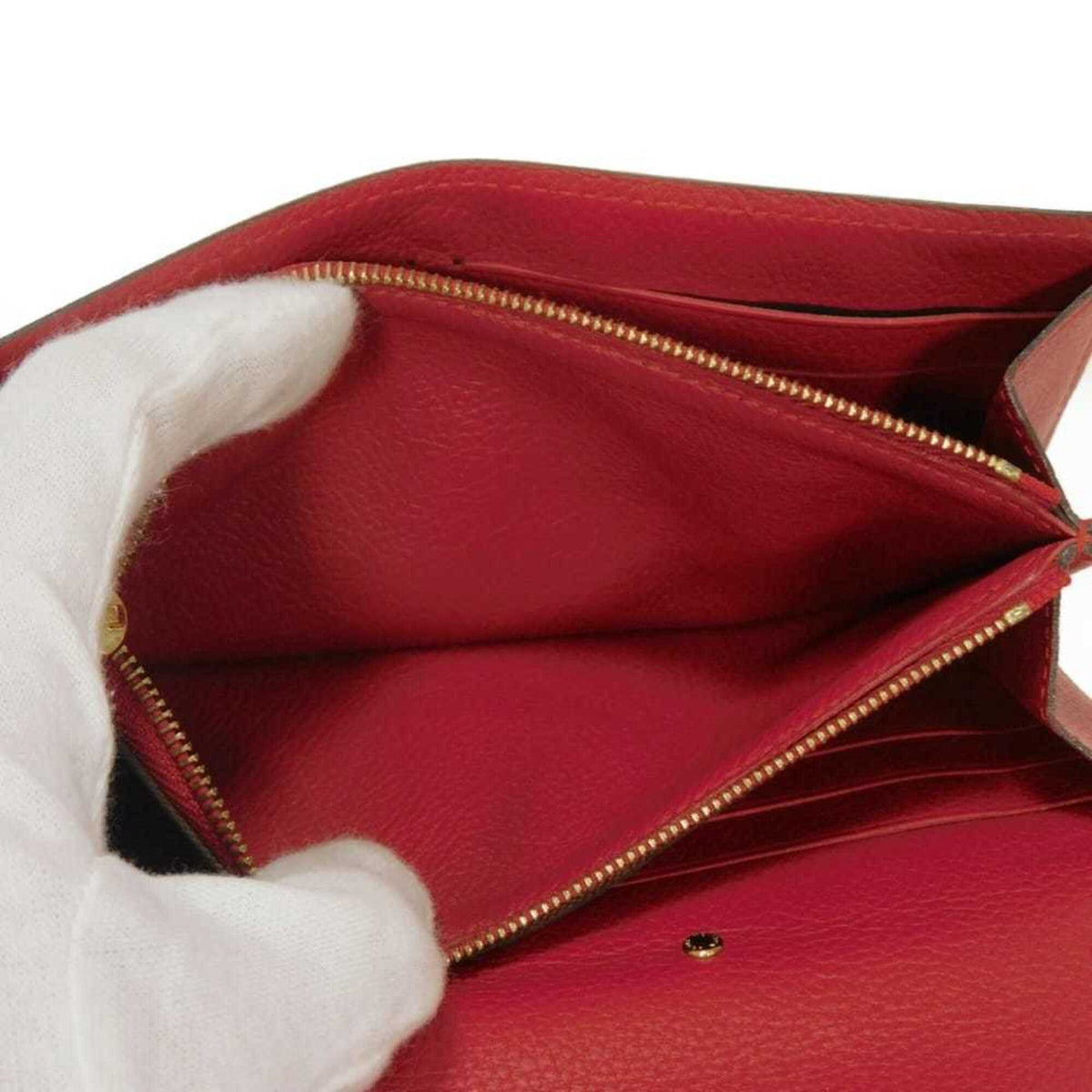 Louis Vuitton Brown Cerise Red Color Monogram Canvas Leather Long Wallet (Tri-Fold) (Pre-Owned)