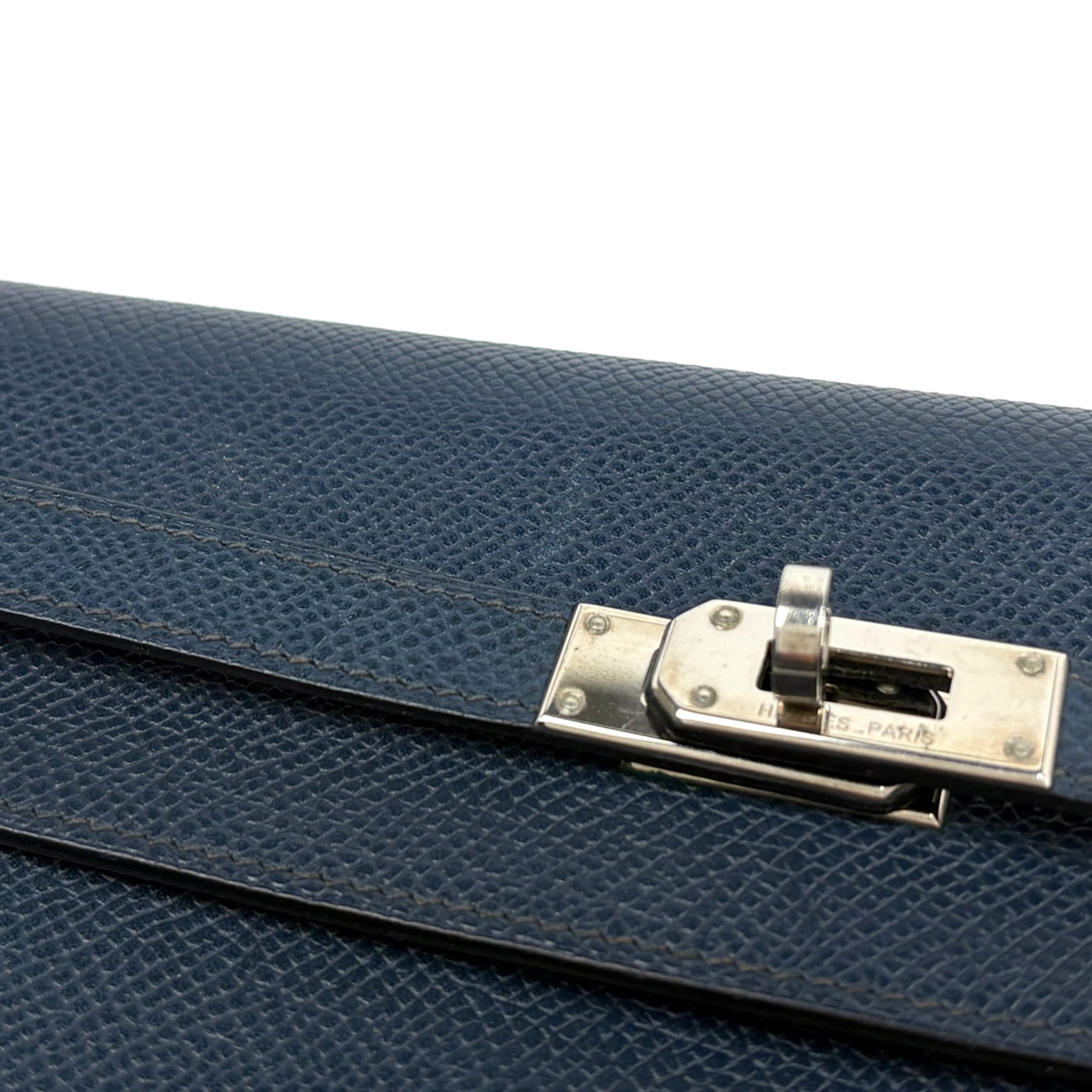 Hermes Kelly Blue Epsom Leather Long Wallet (Bi-Fold) (Pre-Owned)
