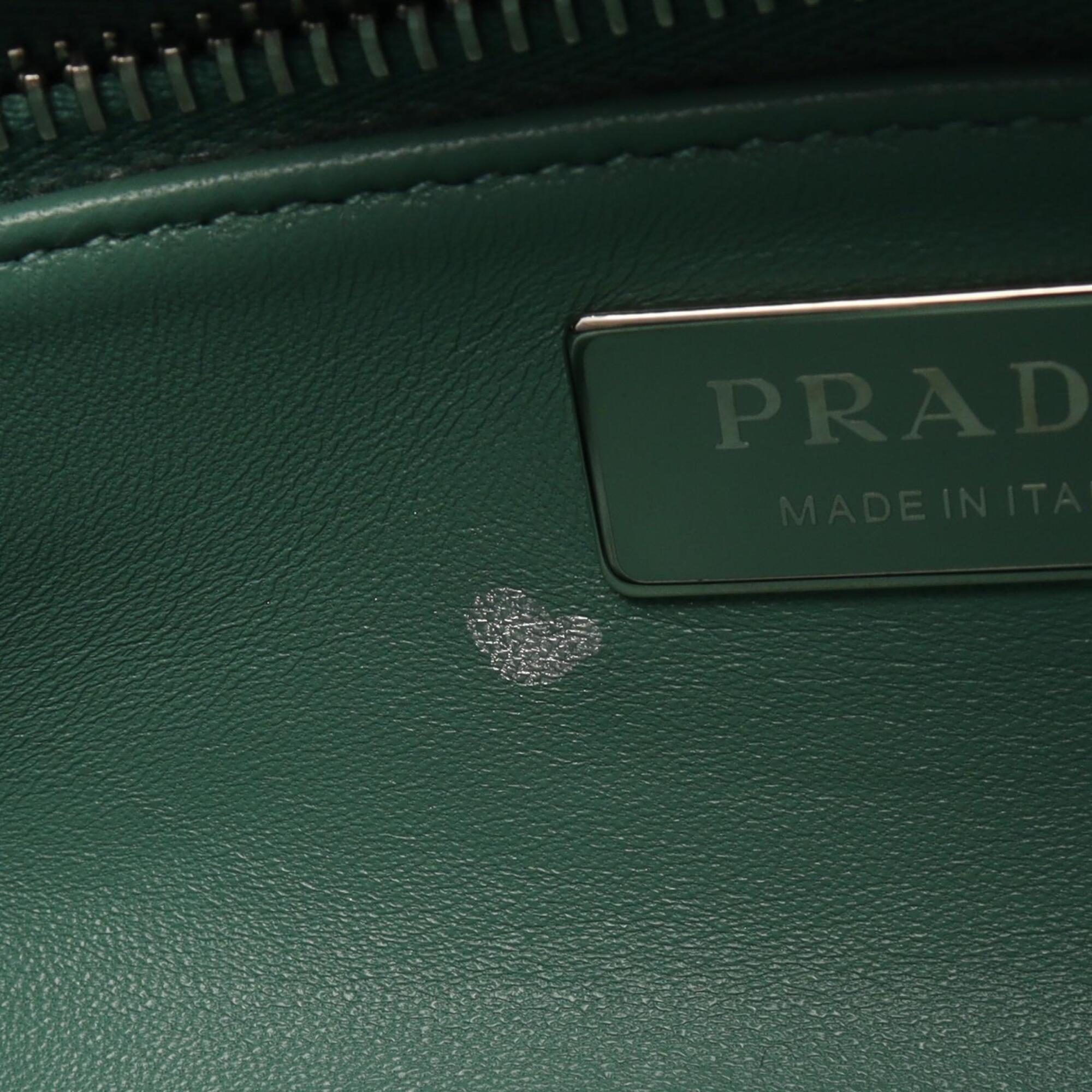 Prada Green Leather Handbag Shoulder Bag (Pre-Owned)