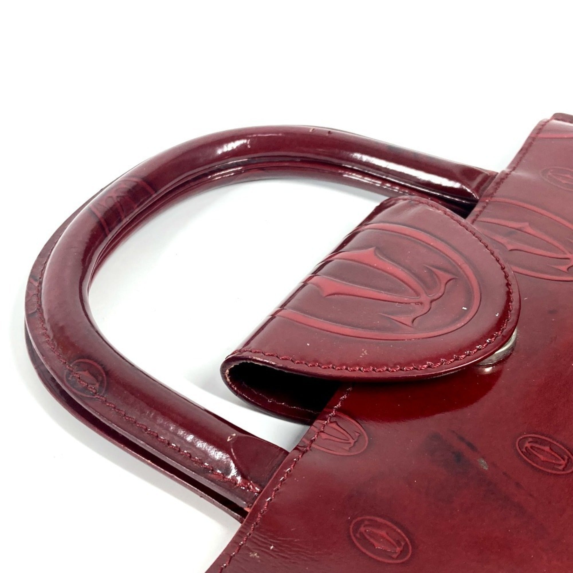 Cartier Happy Birthday Red Color Leather Handbag Tote Bag (Pre-Owned)
