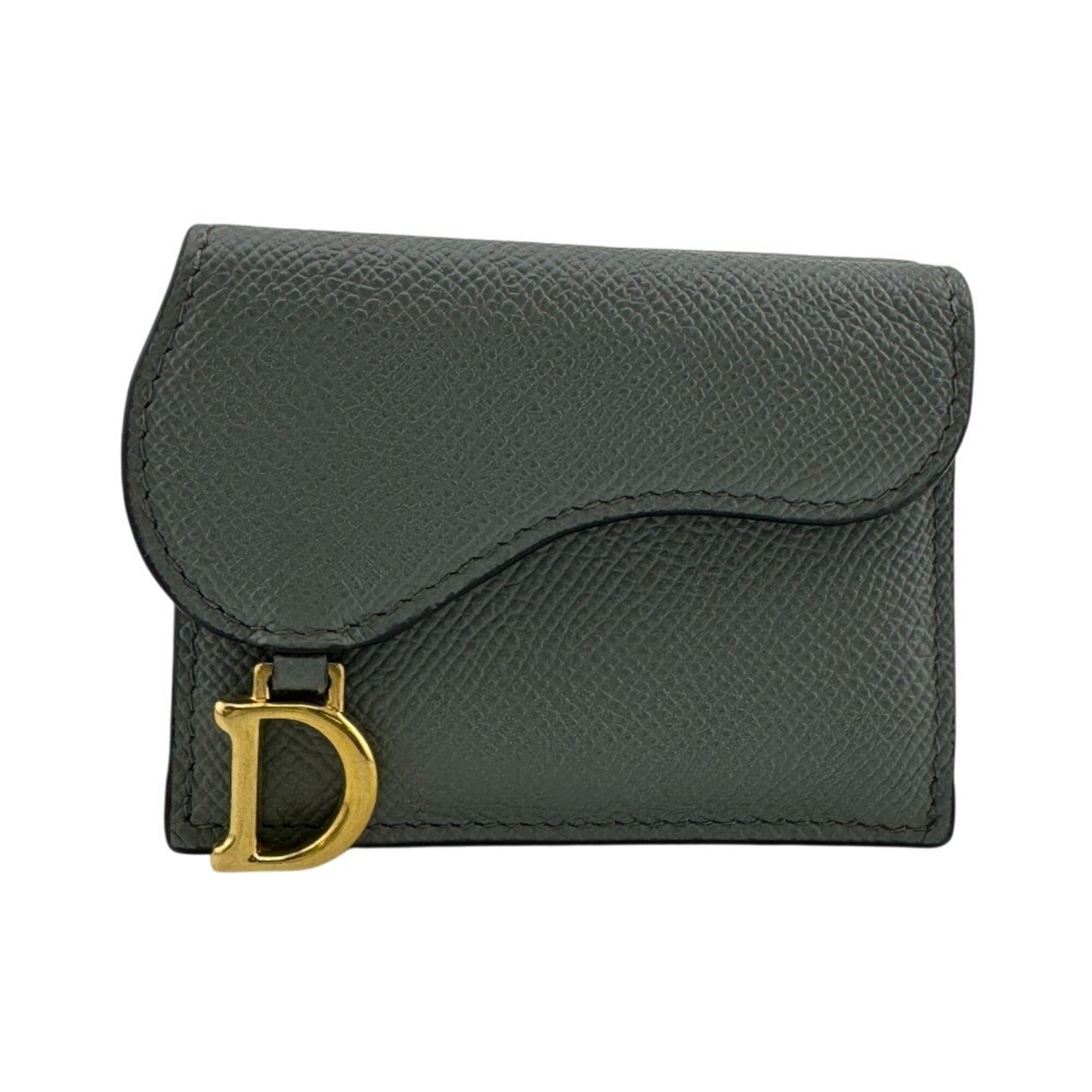 Christian Dior Gray Leather Wallet (Tri-Fold) (Pre-Owned)
